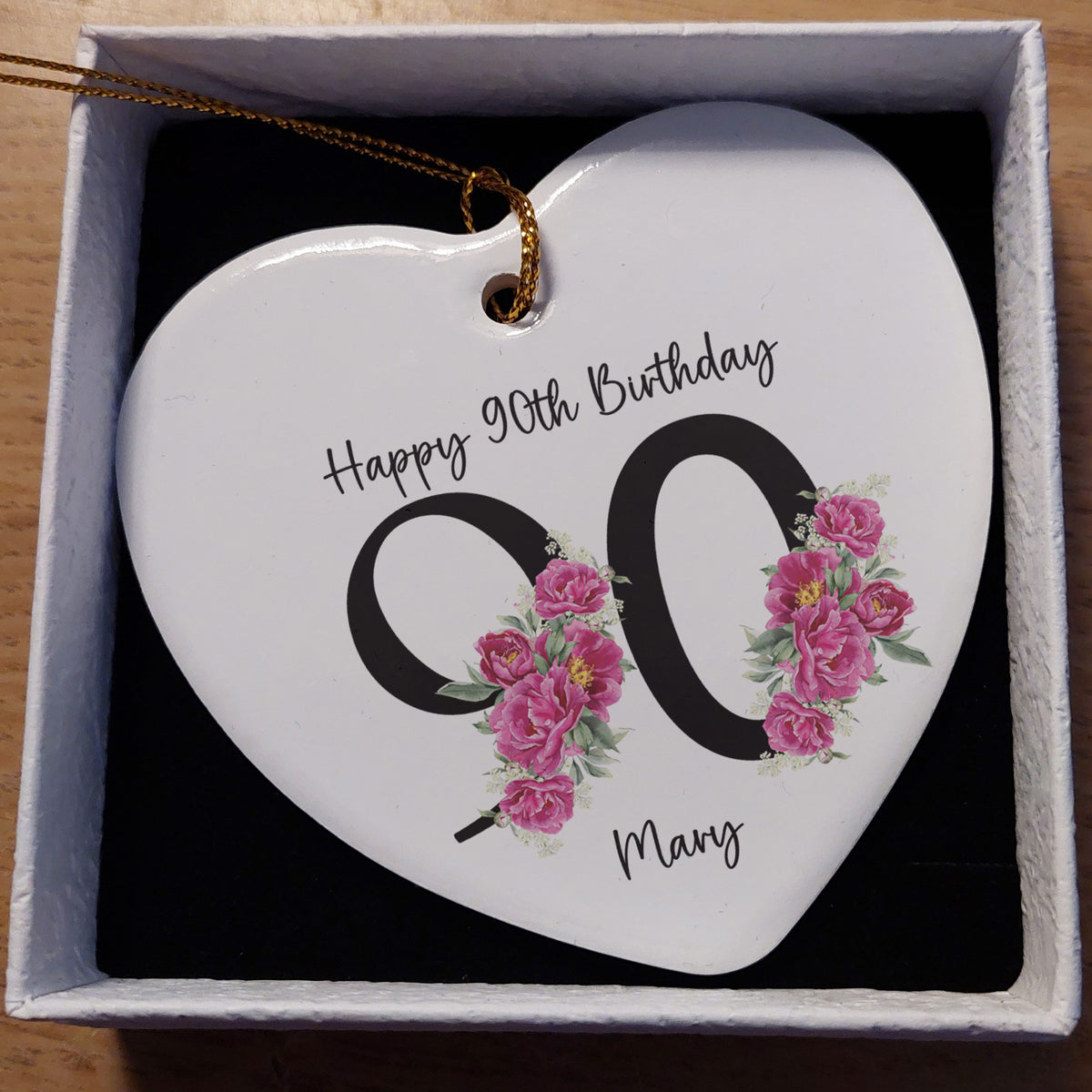90th Birthday Ceramic Heart Keepsake