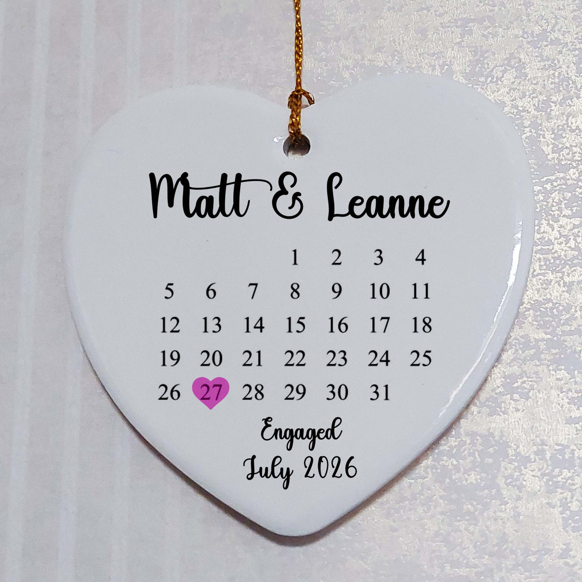 Engagement Date Calendar Ceramic Heart