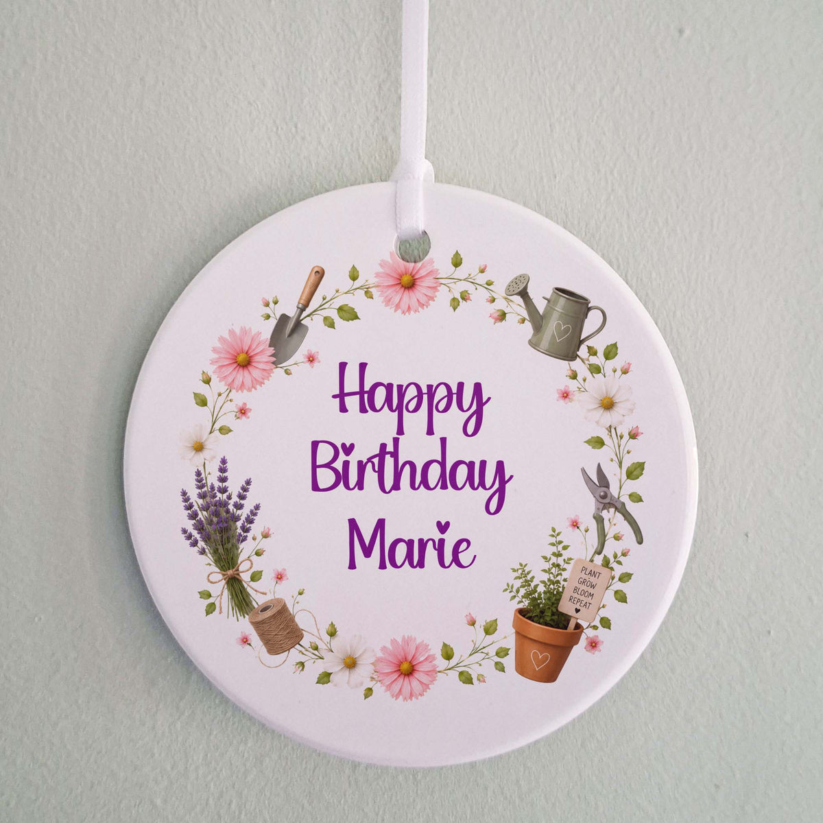 Personalised Gardening Birthday Ceramic Ornament