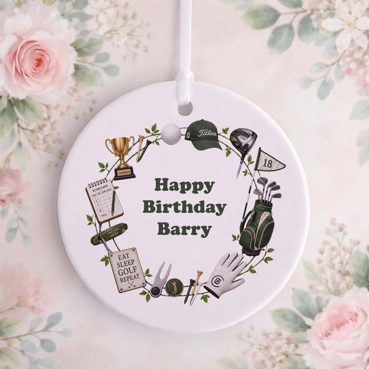 Personalised Golf Birthday Ceramic Ornament