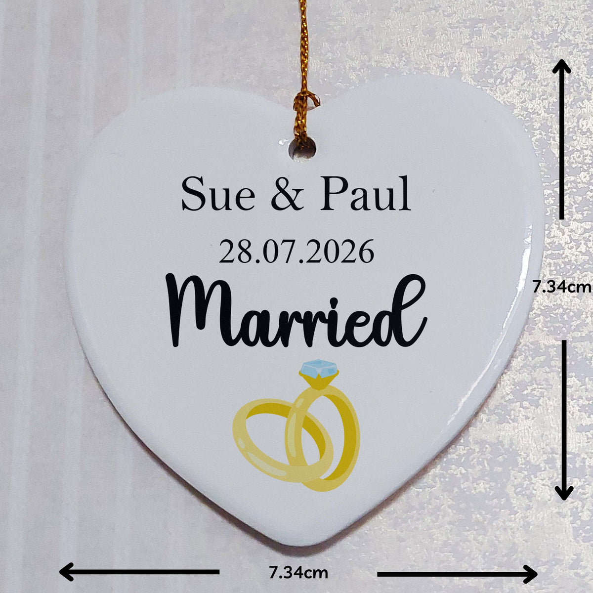 Married Wedding Date Ceramic Heart
