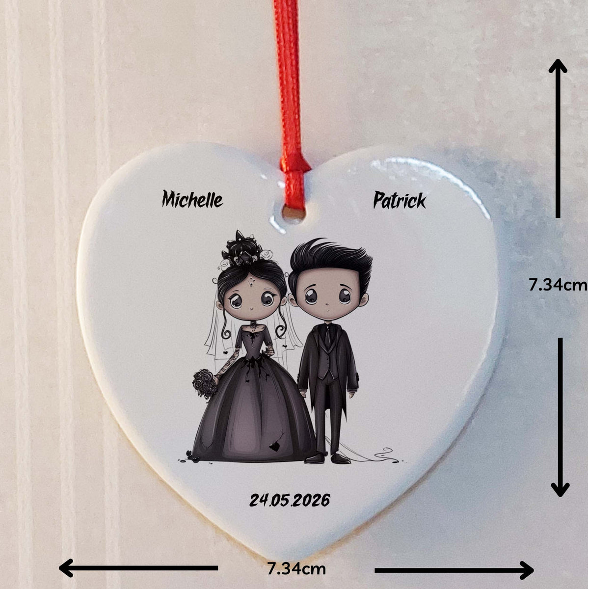 Emo Bride & Groom Ceramic Heart