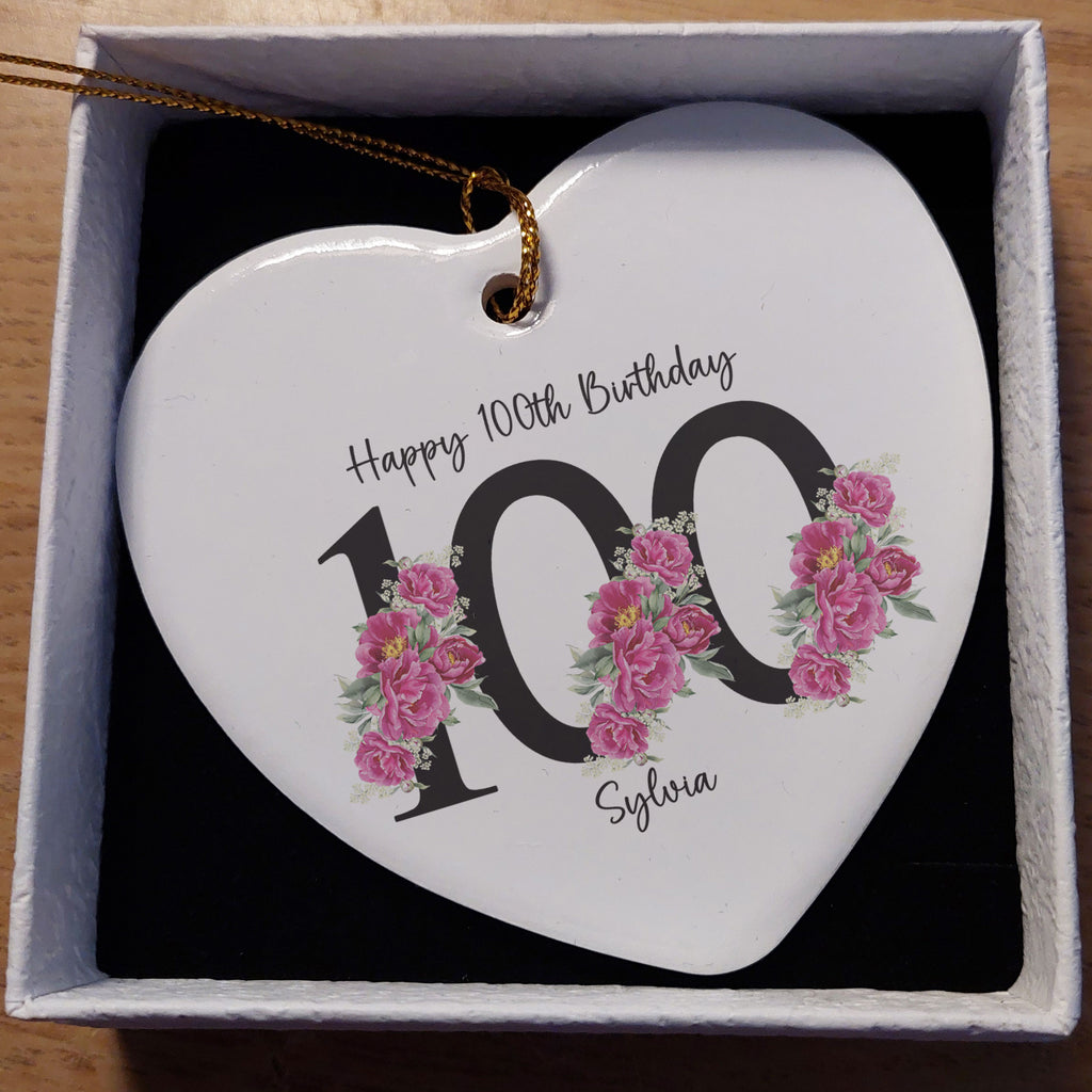 100th Birthday Ceramic Heart Keepsake