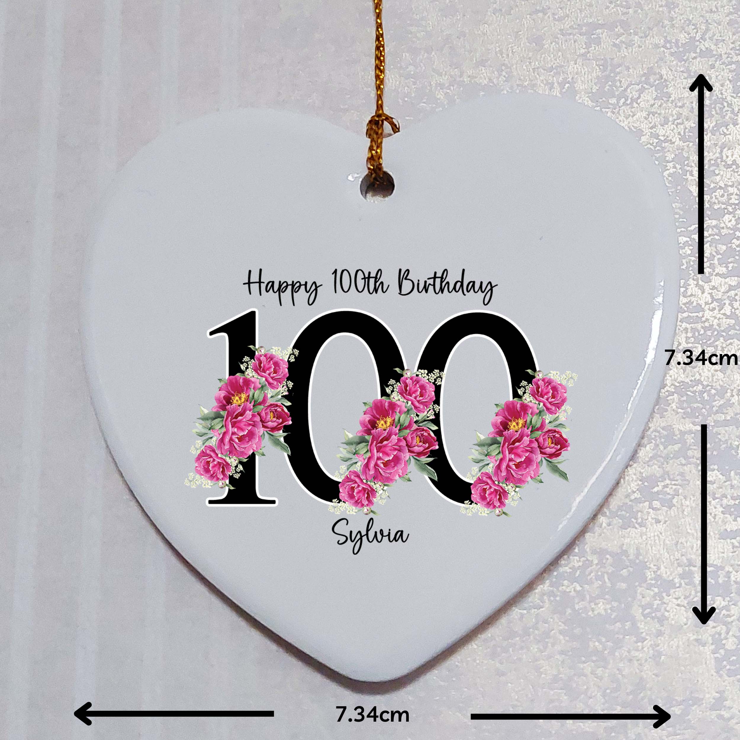 100th Birthday Ceramic Heart Keepsake