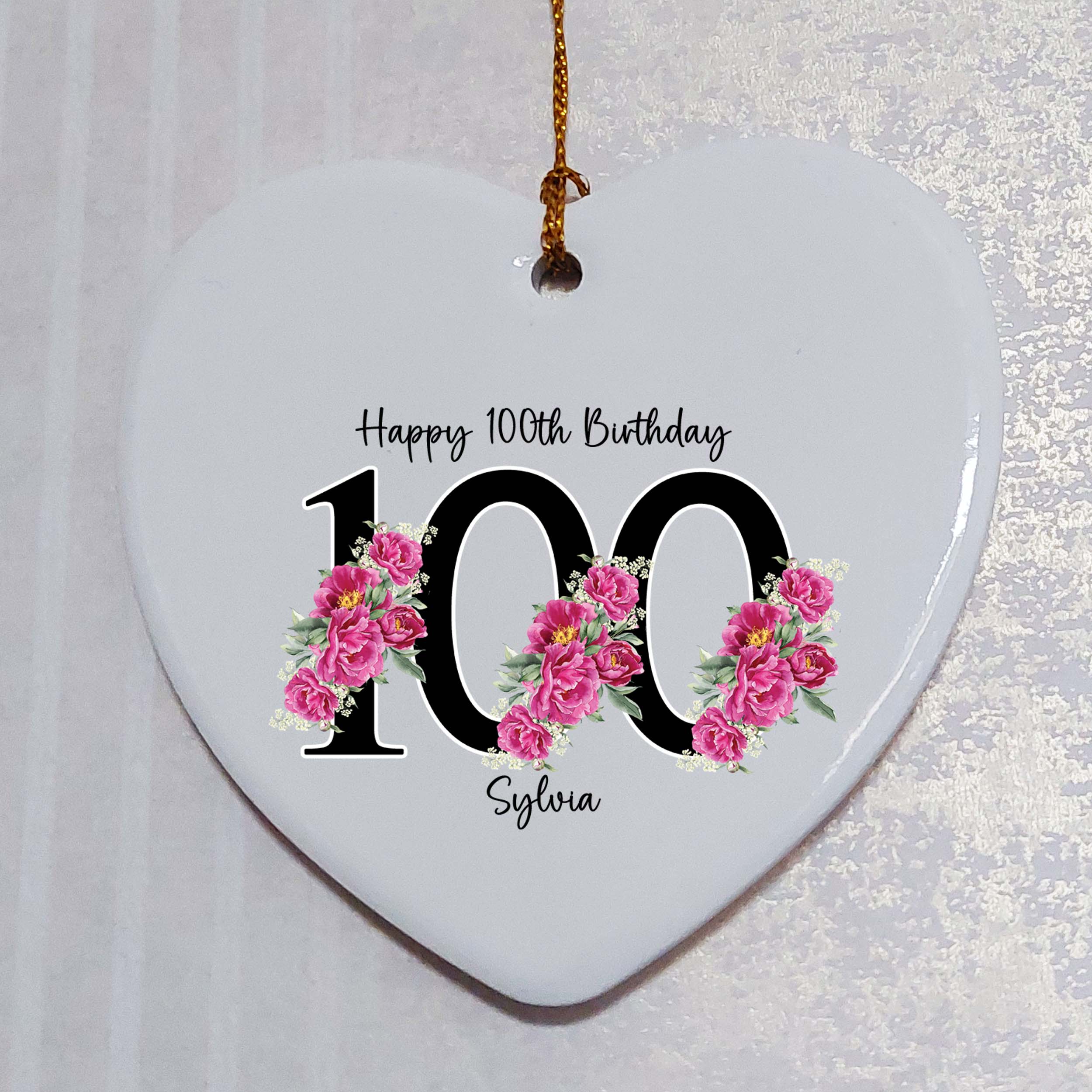 100th Birthday Ceramic Heart Keepsake