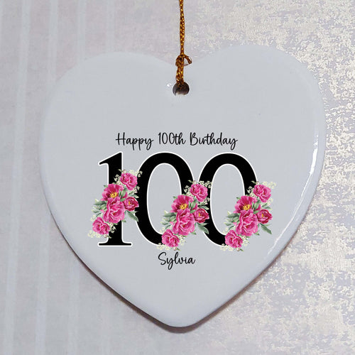 100th Birthday Ceramic Heart Keepsake