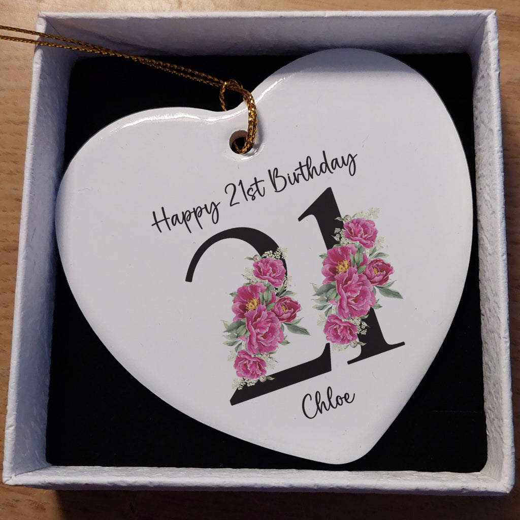 21st Birthday Ceramic Heart Keepsake