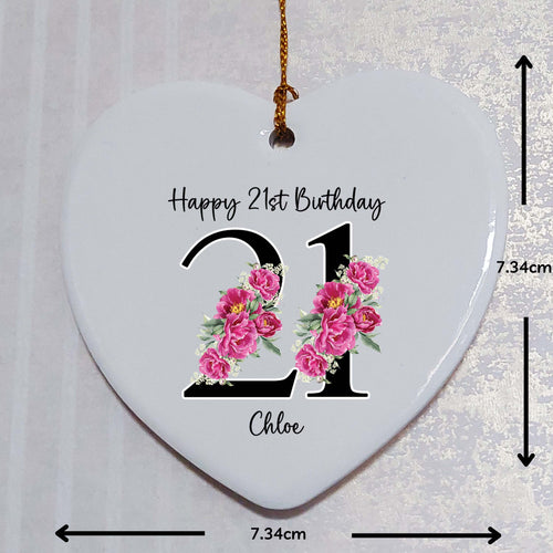 21st Birthday Ceramic Heart Keepsake
