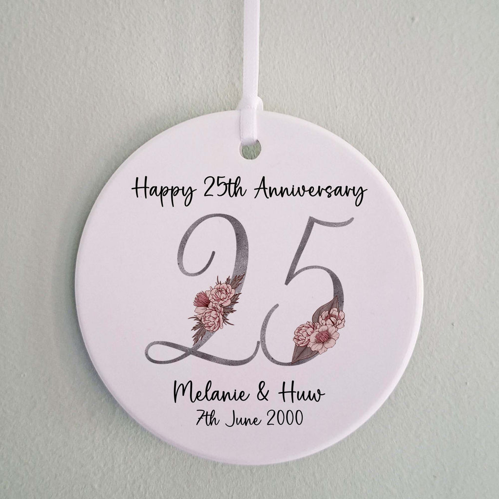 25th Silver Wedding Anniversary Ceramic Ornament
