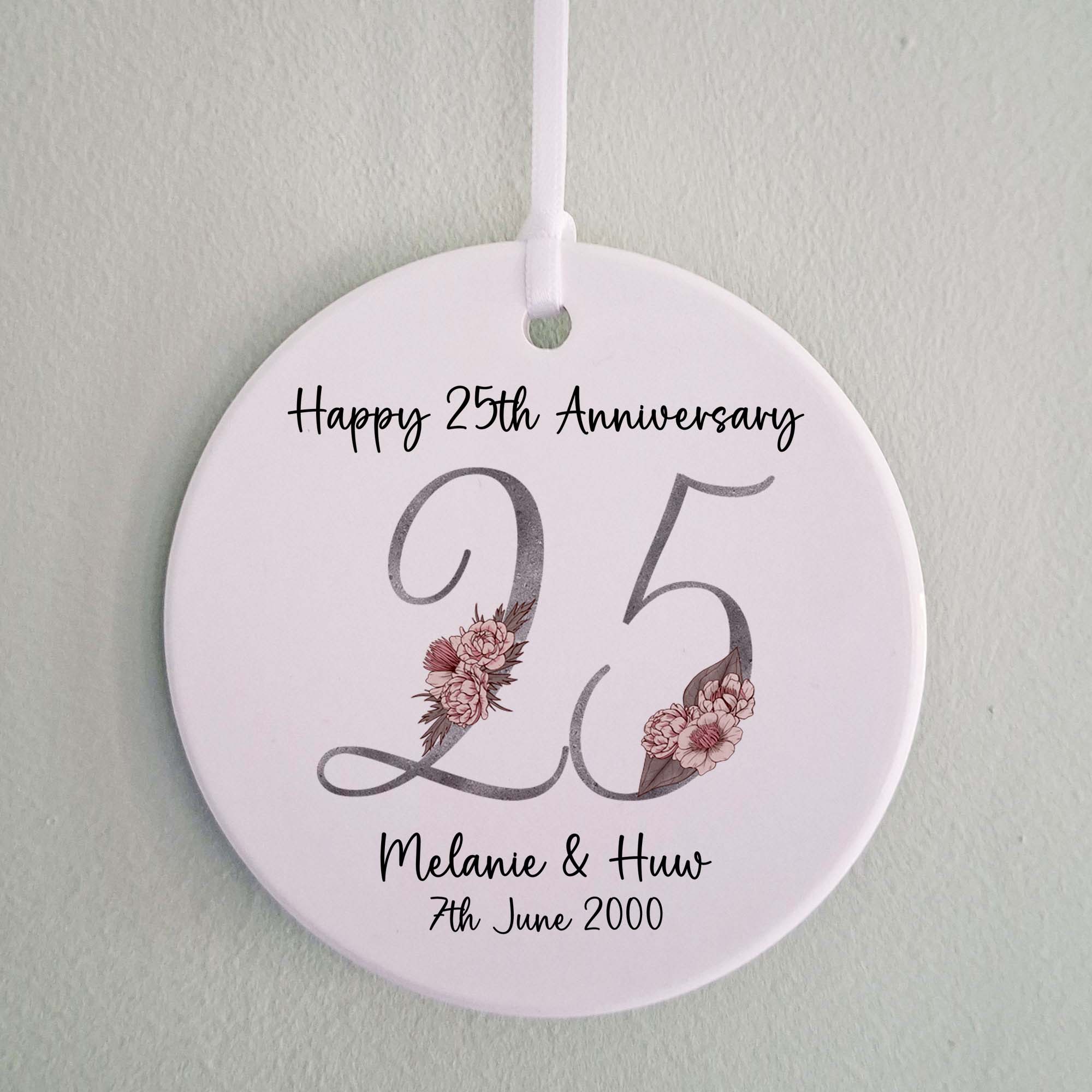 25th Silver Wedding Anniversary Ceramic Ornament