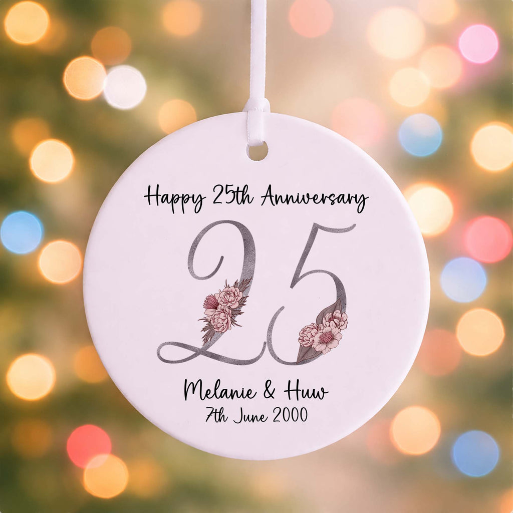 25th Silver Wedding Anniversary Ceramic Ornament