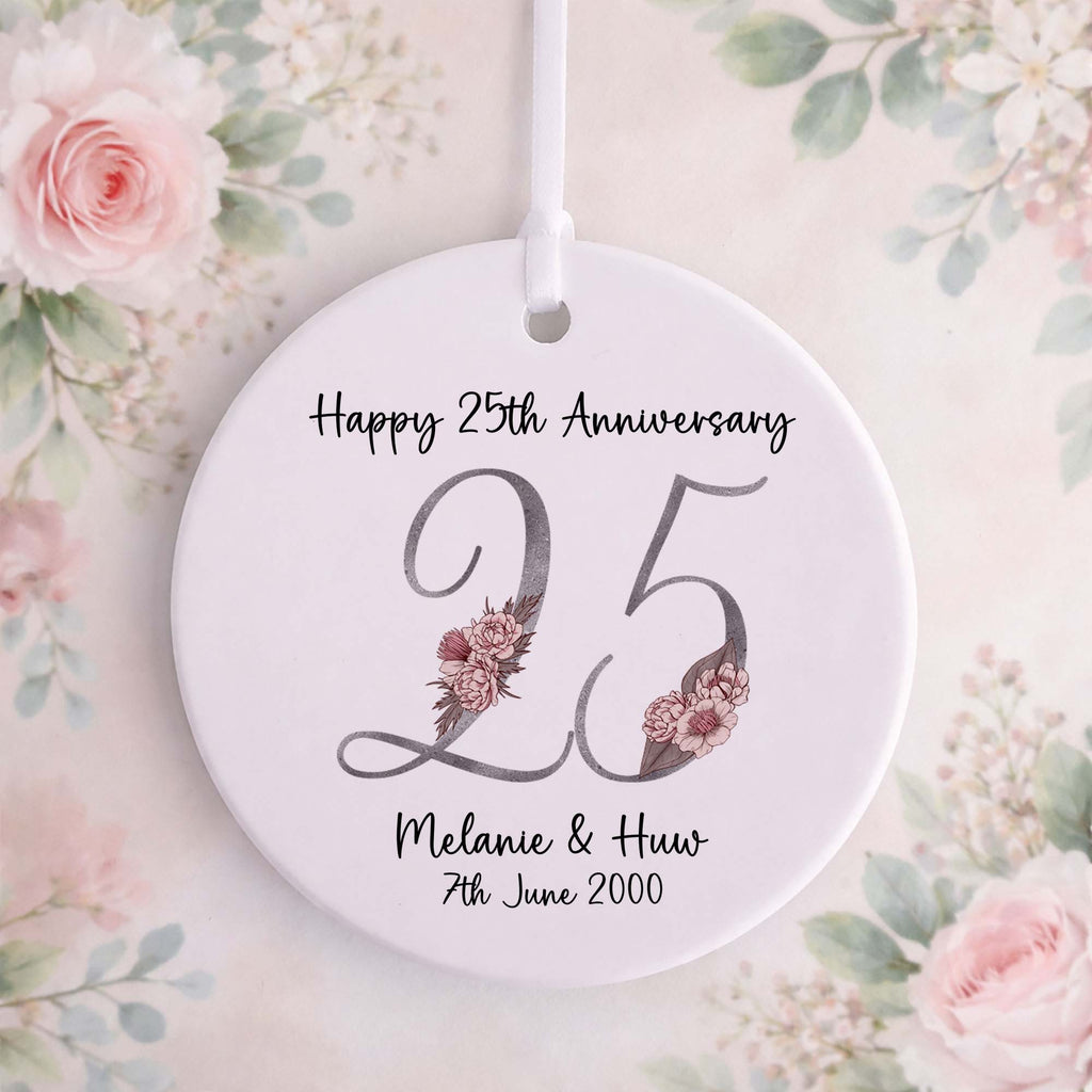 25th Silver Wedding Anniversary Ceramic Ornament