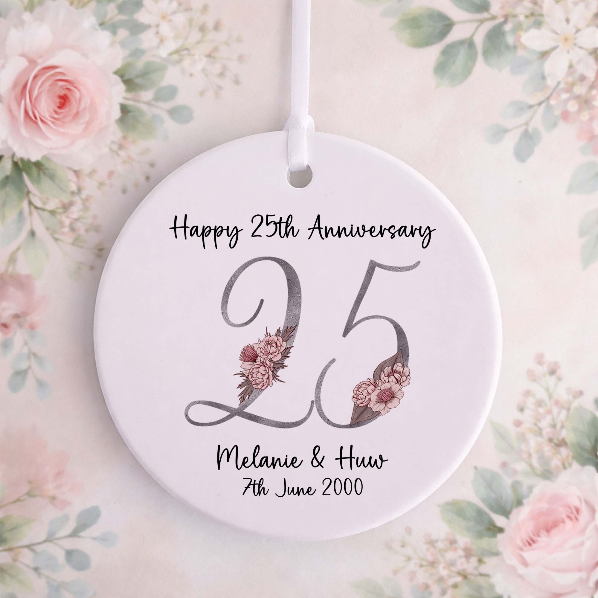 25th Silver Wedding Anniversary Ceramic Ornament
