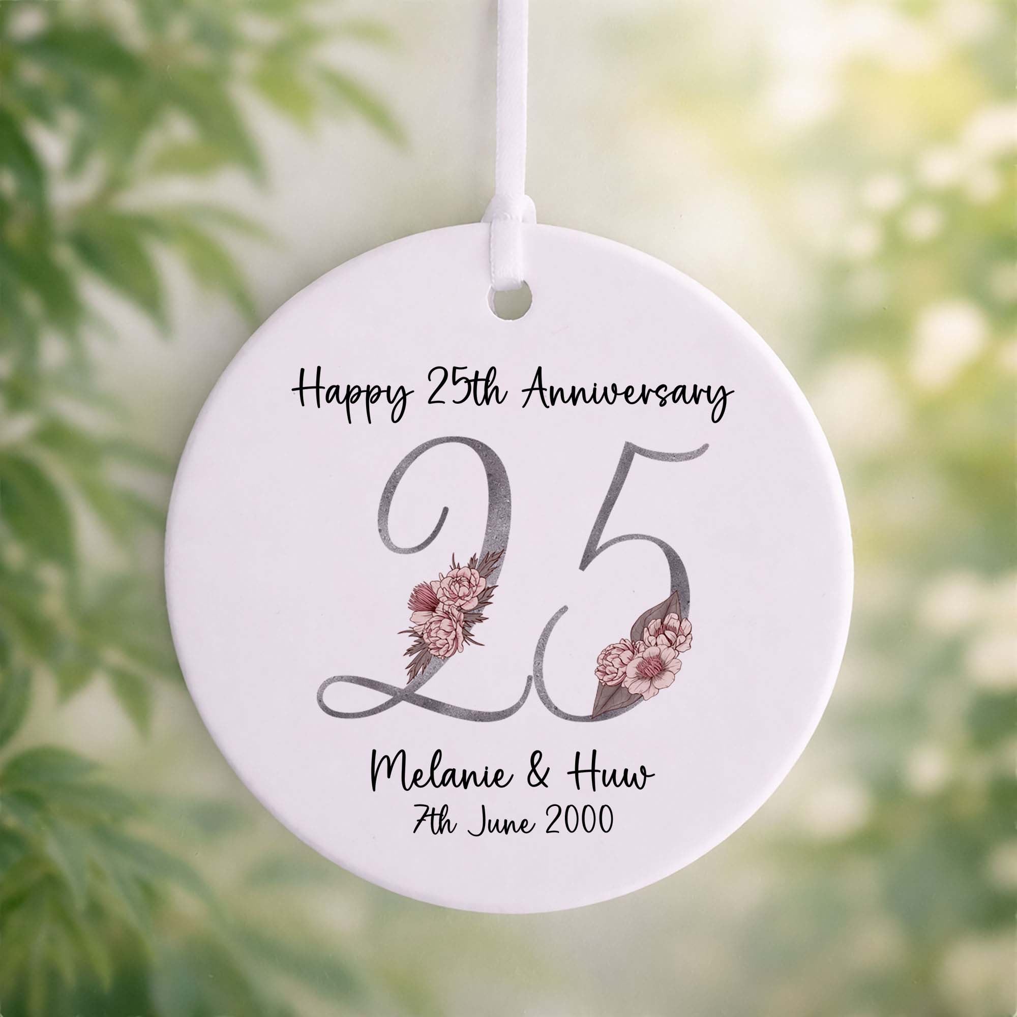 25th Silver Wedding Anniversary Ceramic Ornament