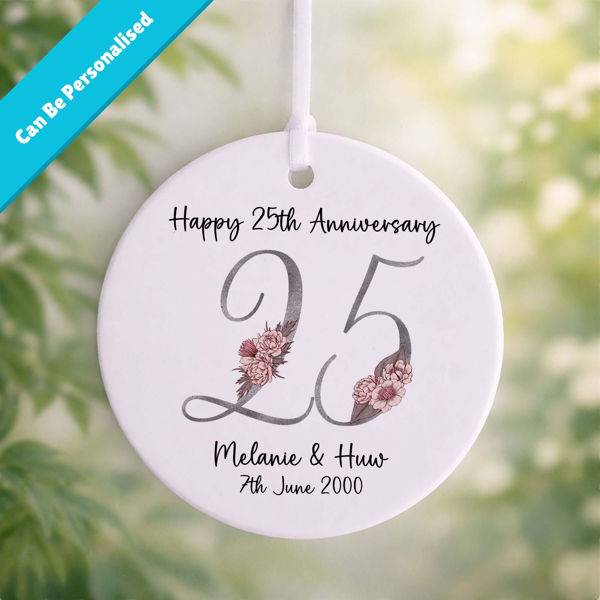 25th Silver Wedding Anniversary Ceramic Ornament