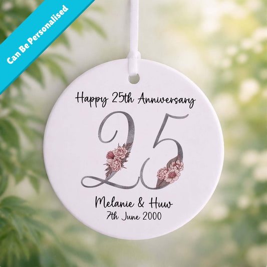 25th Silver Wedding Anniversary Ceramic Ornament
