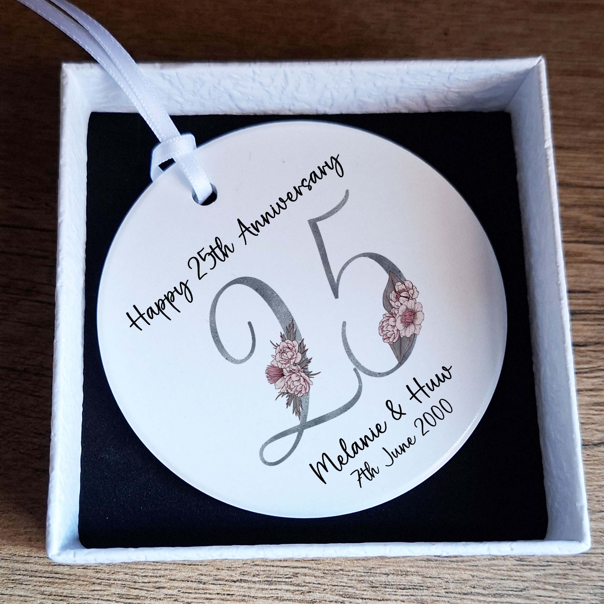 25th Silver Wedding Anniversary Ceramic Ornament