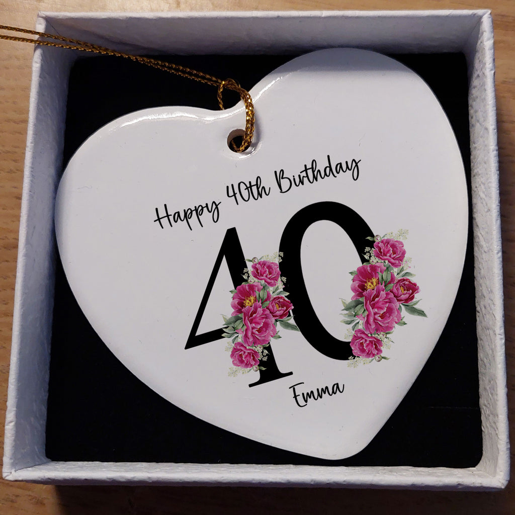 40th Birthday Ceramic Heart Keepsake
