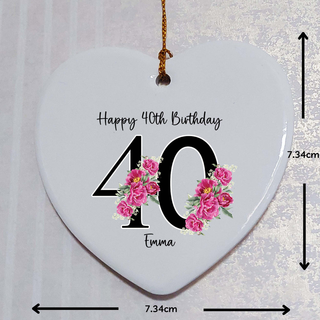 40th Birthday Ceramic Heart Keepsake