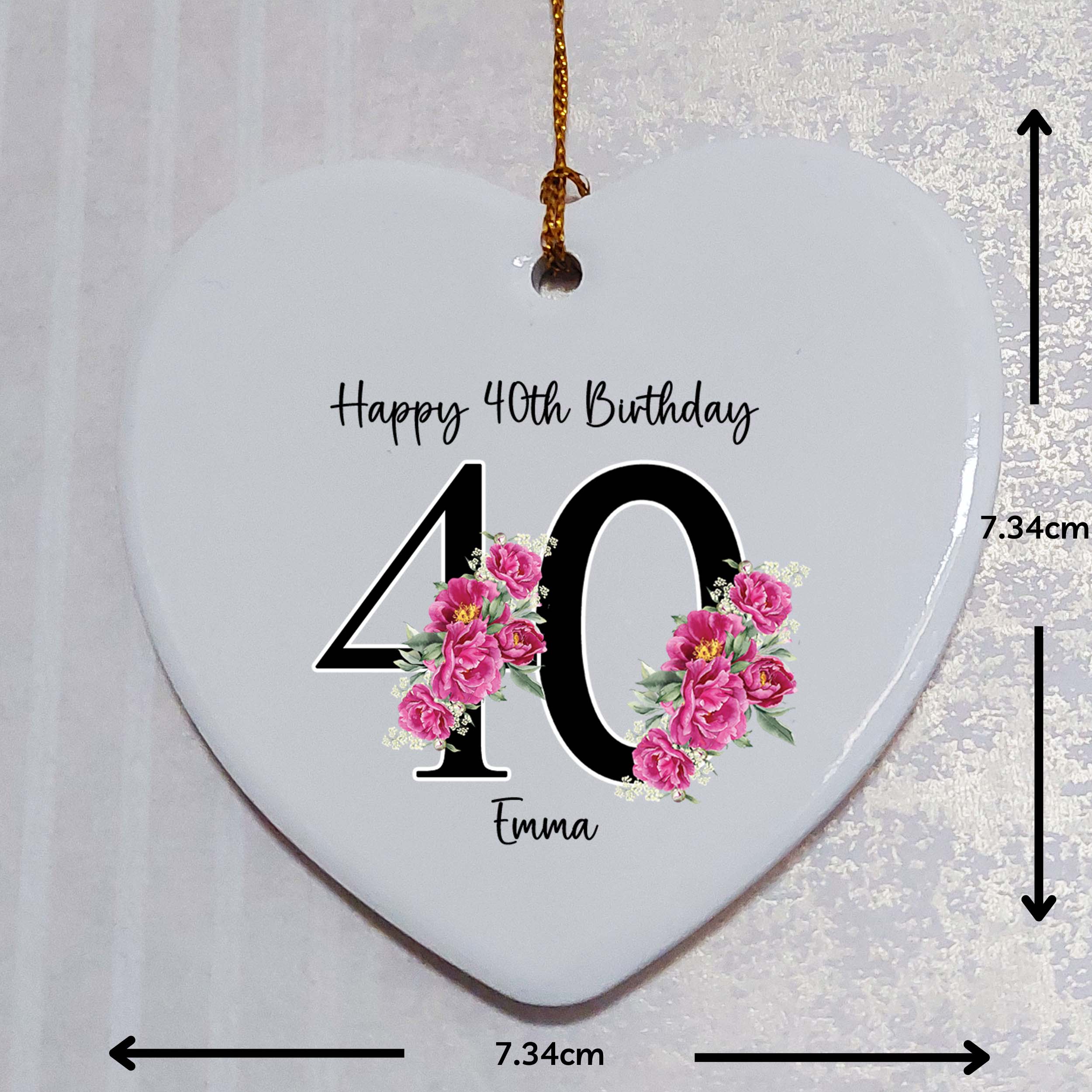 40th Birthday Ceramic Heart Keepsake