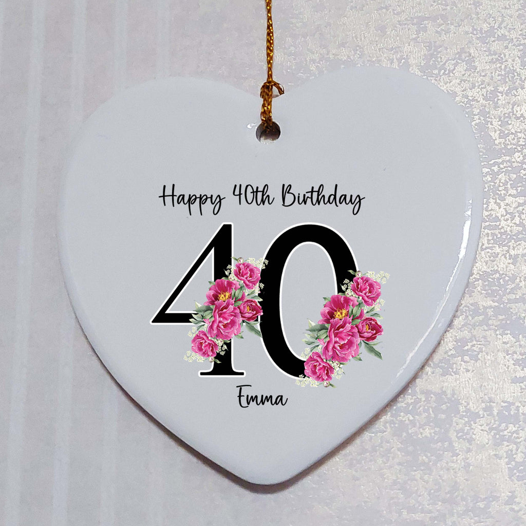 40th Birthday Ceramic Heart Keepsake