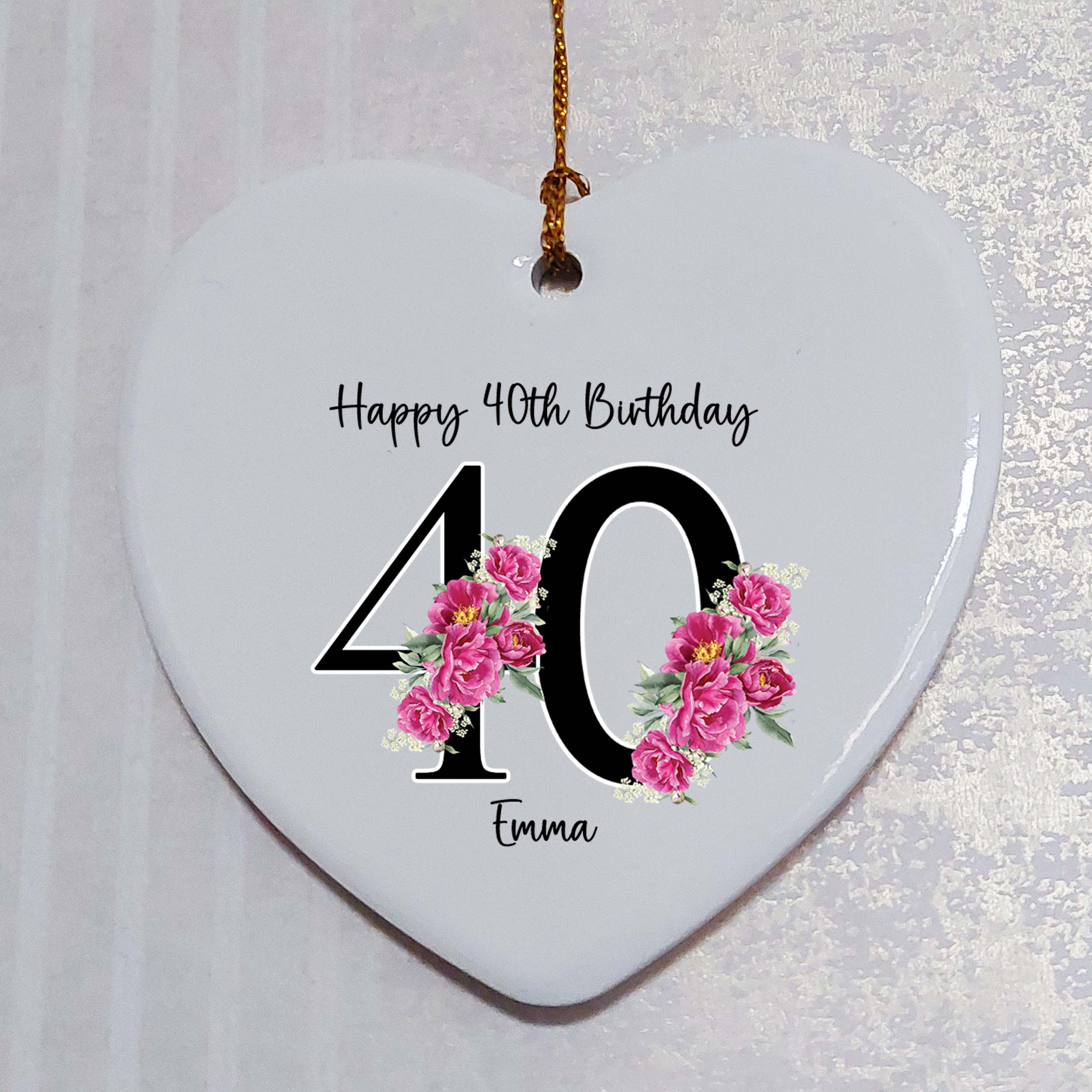 40th Birthday Ceramic Heart Keepsake