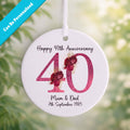 40th Ruby Wedding Anniversary Ceramic Ornament