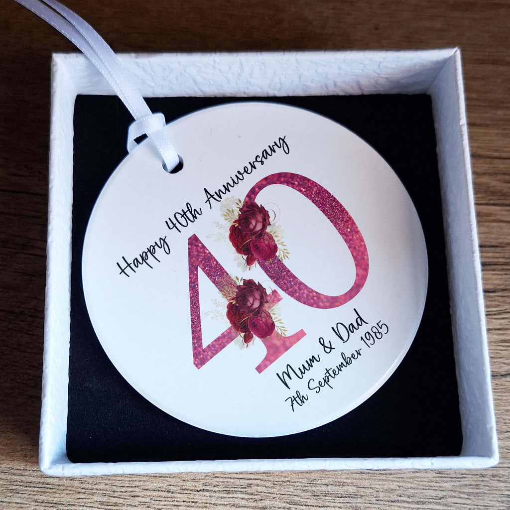 40th Ruby Wedding Anniversary Ceramic Ornament