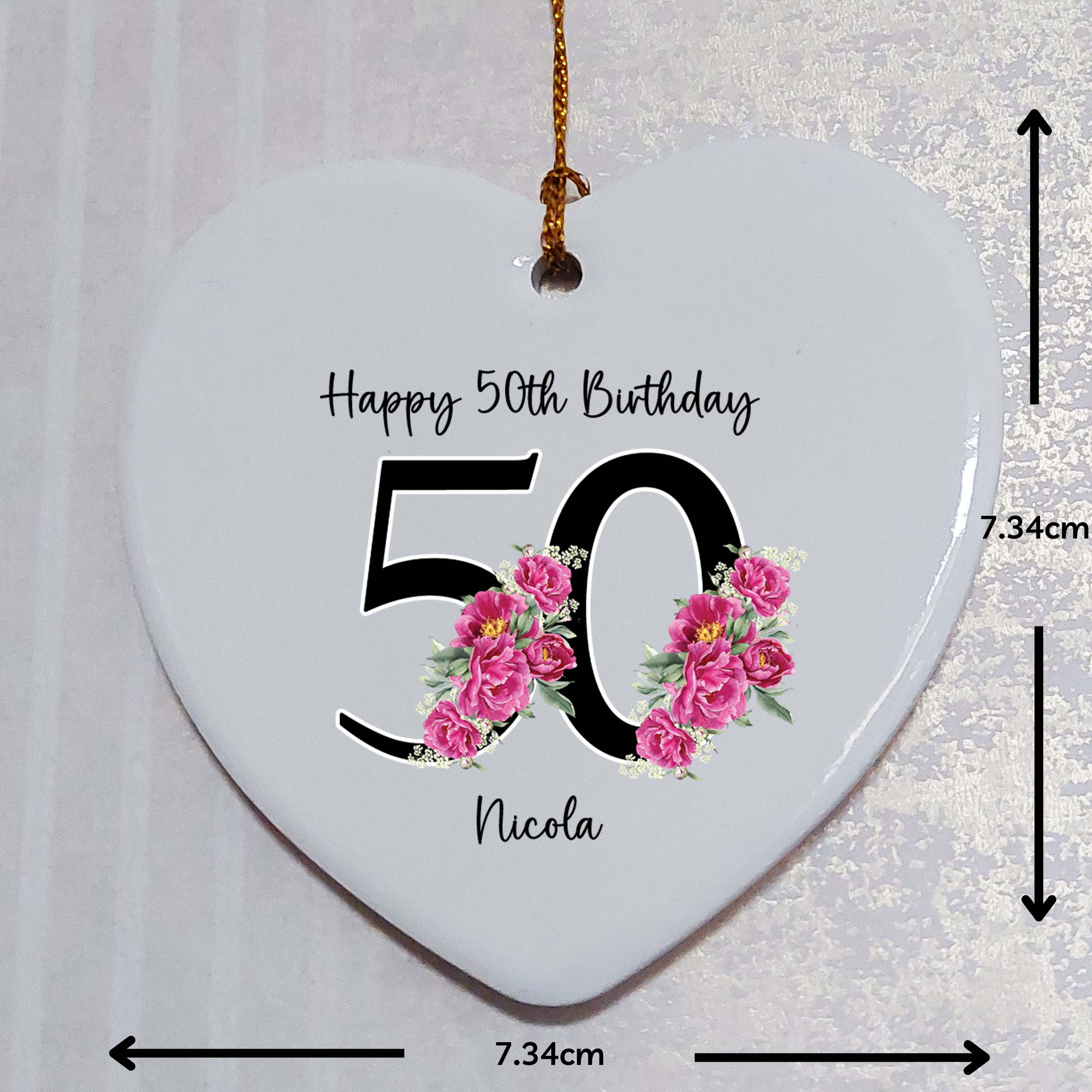 50th Birthday Ceramic Heart Keepsake