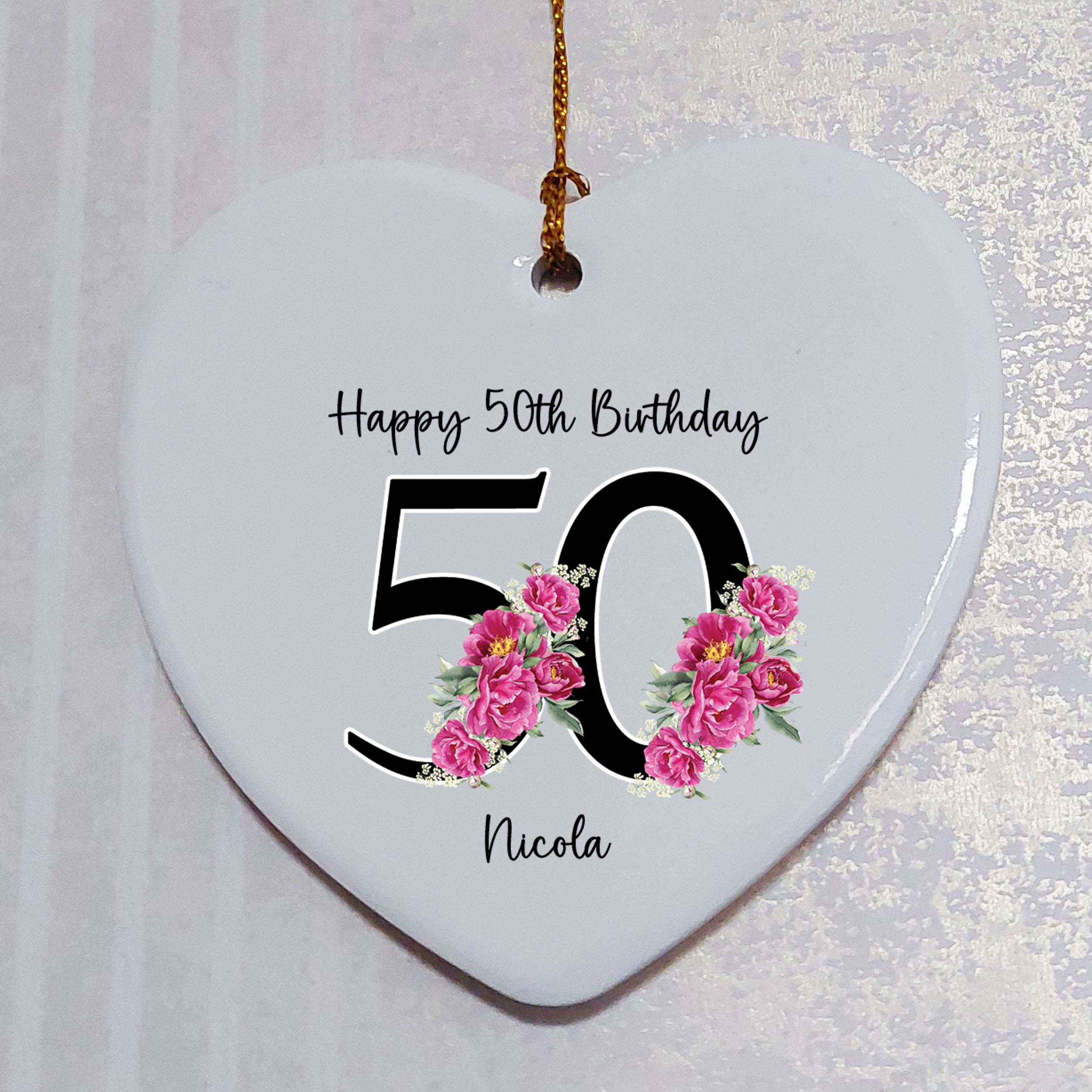 50th Birthday Ceramic Heart Keepsake