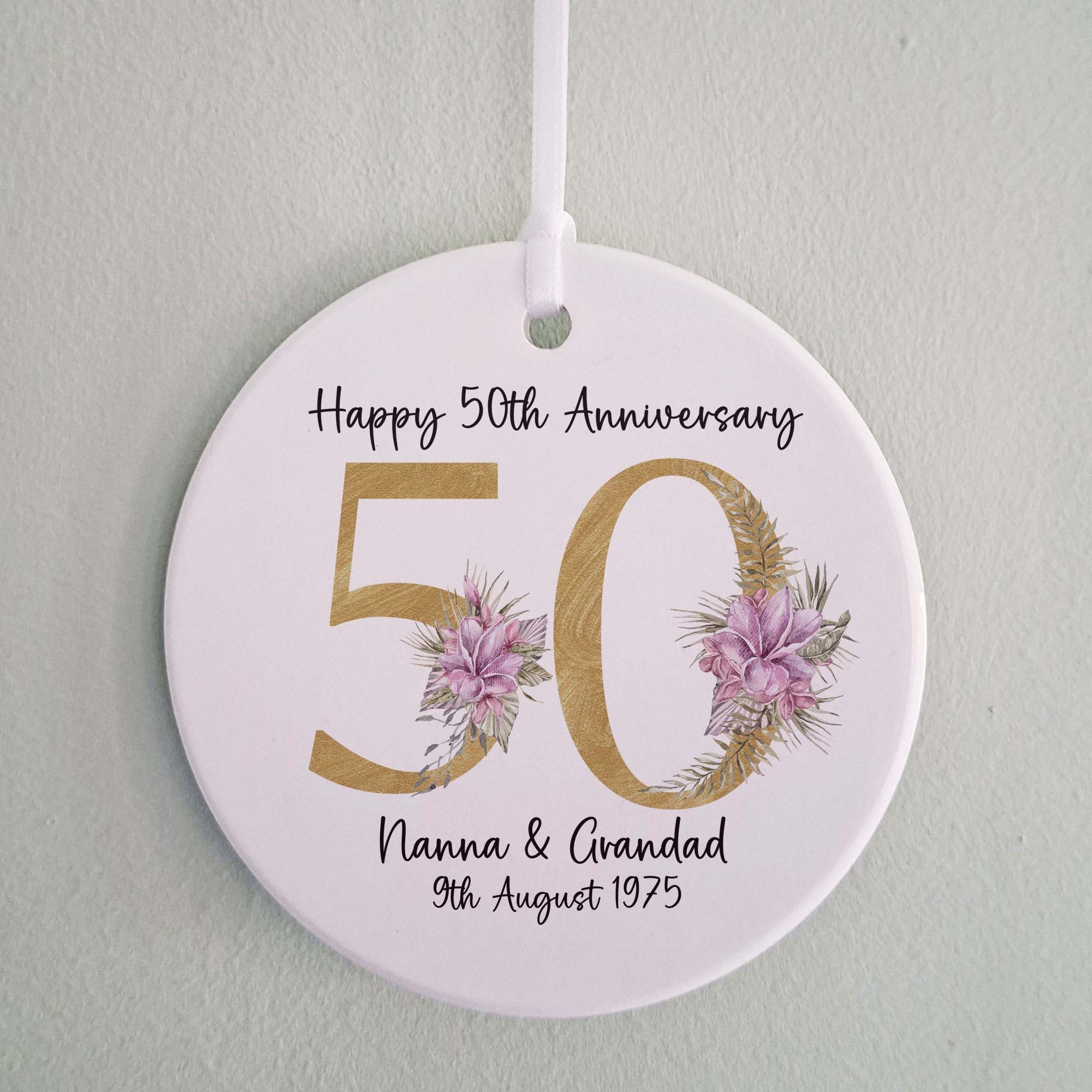 50th Golden Wedding Anniversary Ceramic Ornament
