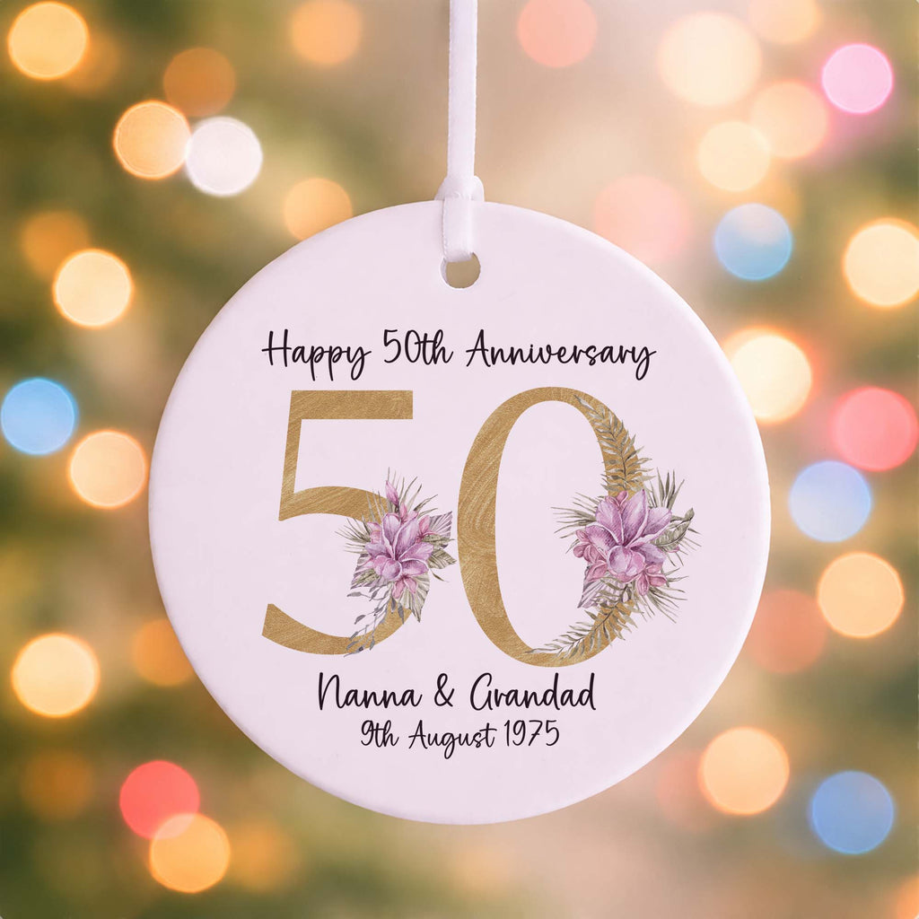 50th Golden Wedding Anniversary Ceramic Ornament