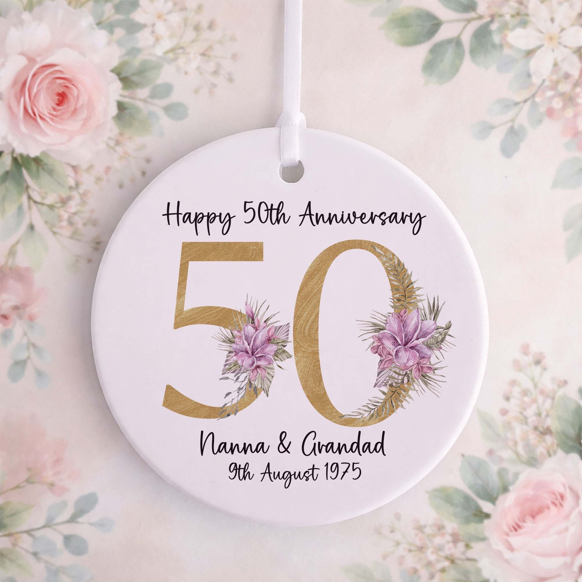 50th Golden Wedding Anniversary Ceramic Ornament