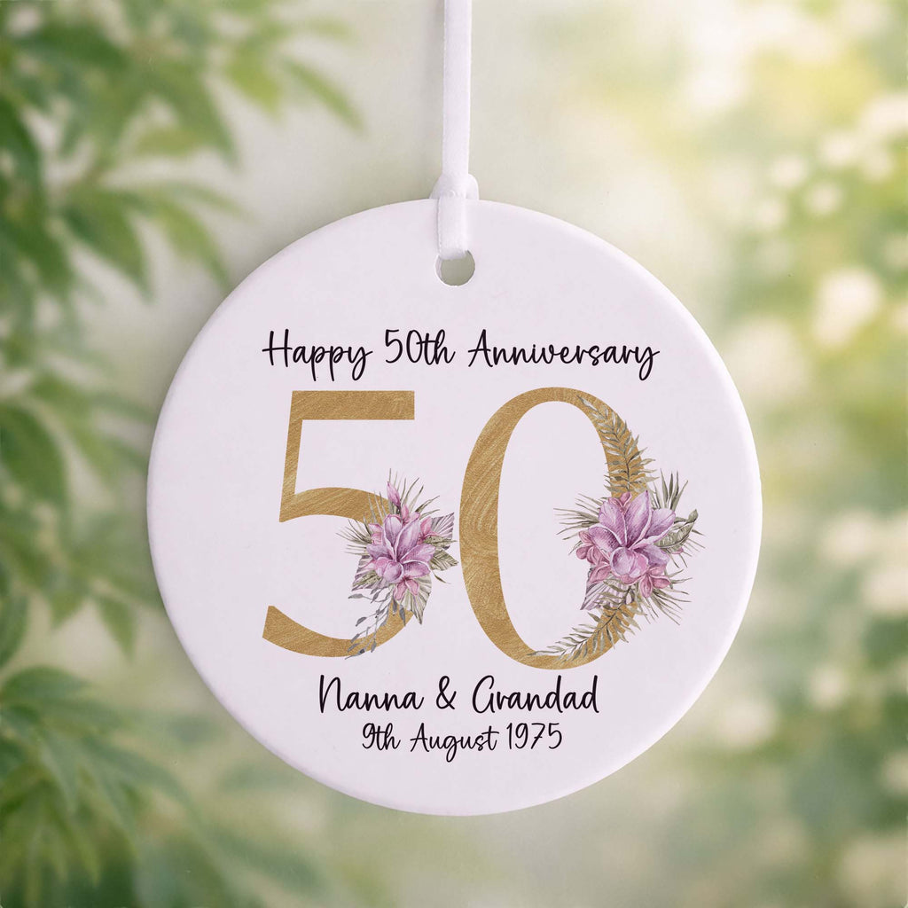 50th Golden Wedding Anniversary Ceramic Ornament