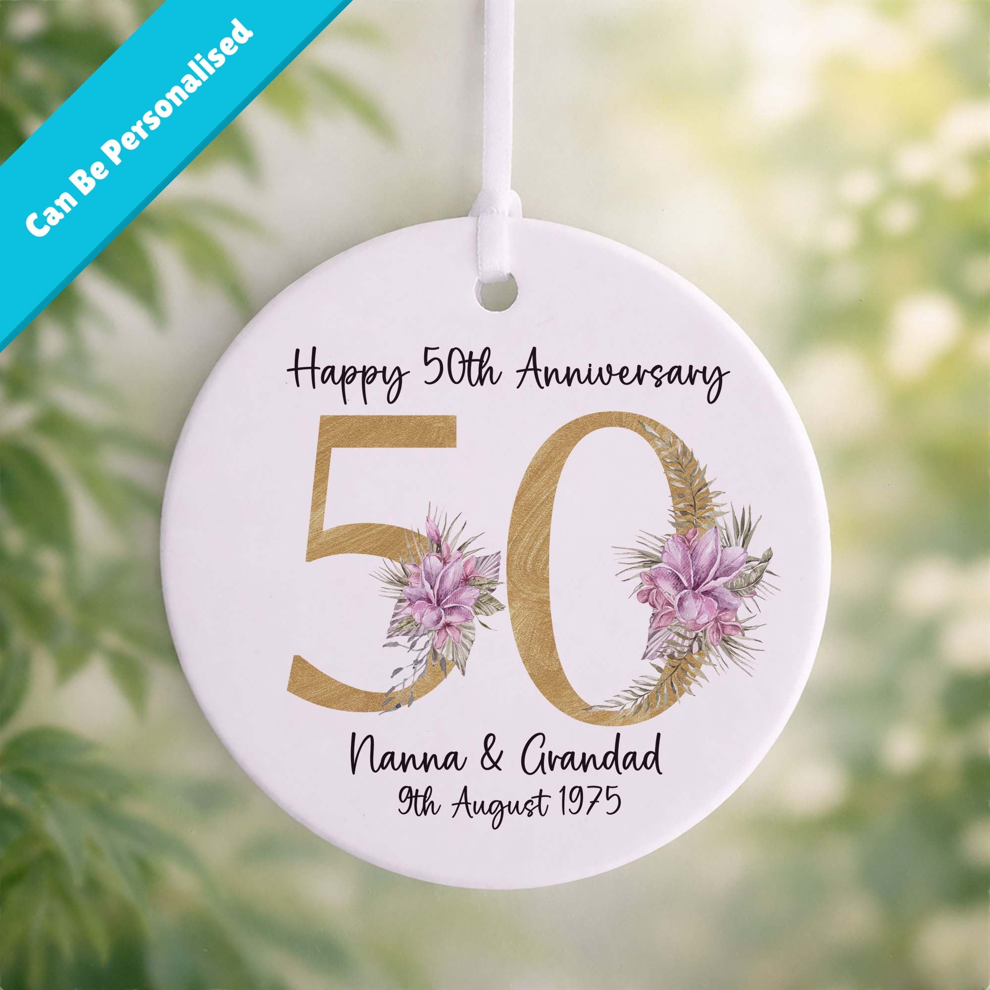 50th Golden Wedding Anniversary Ceramic Ornament