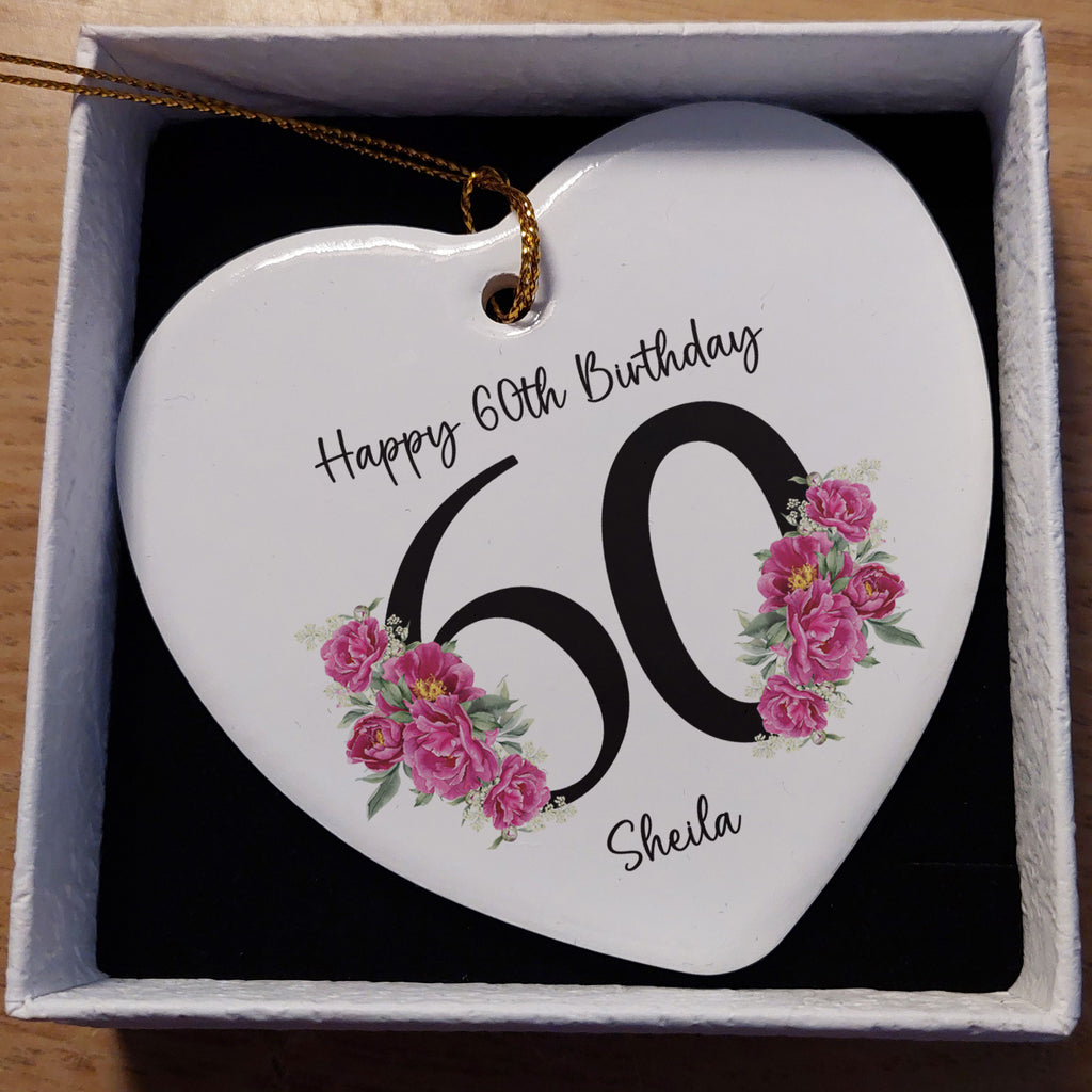 60th Birthday Ceramic Heart Keepsake