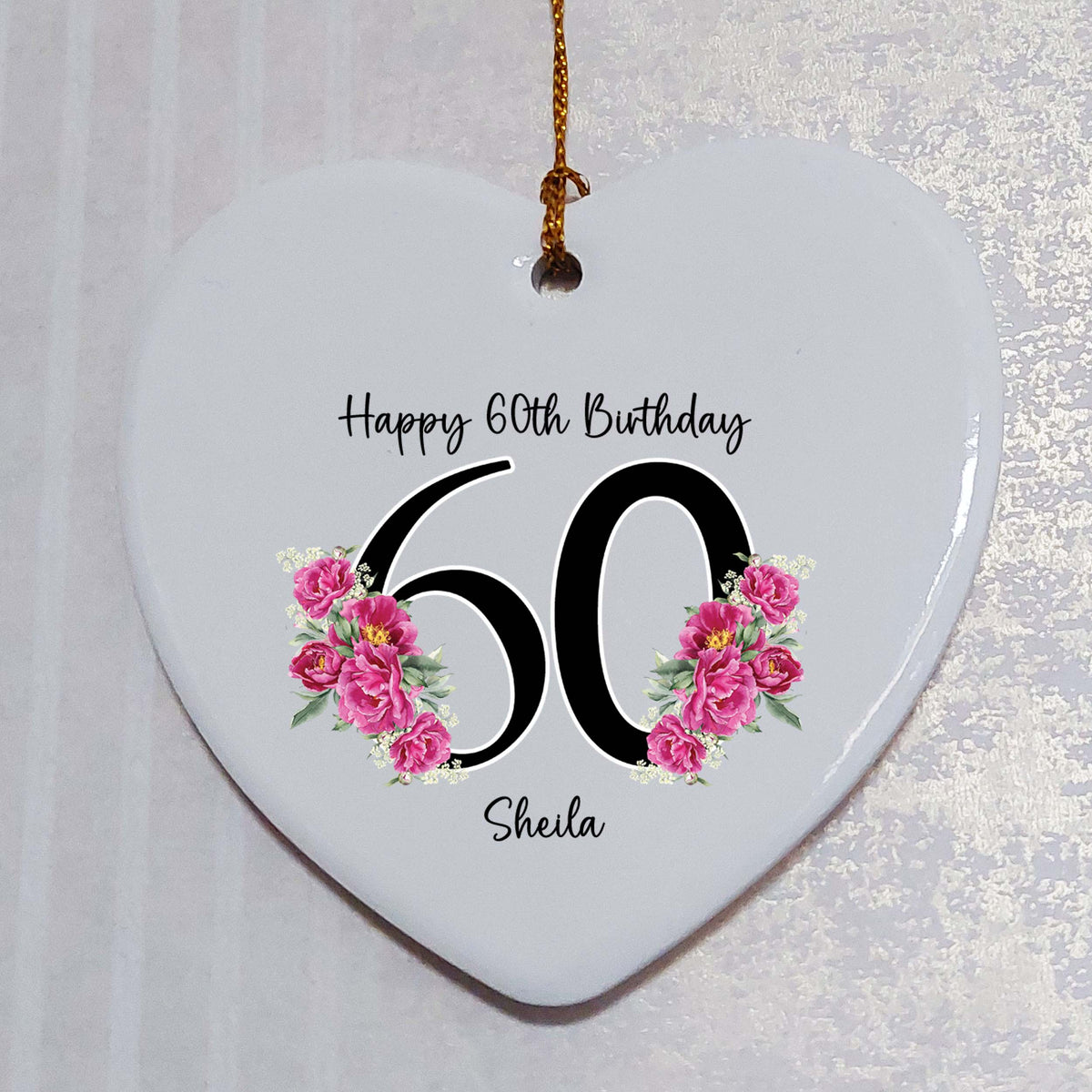 60th Birthday Ceramic Heart Keepsake