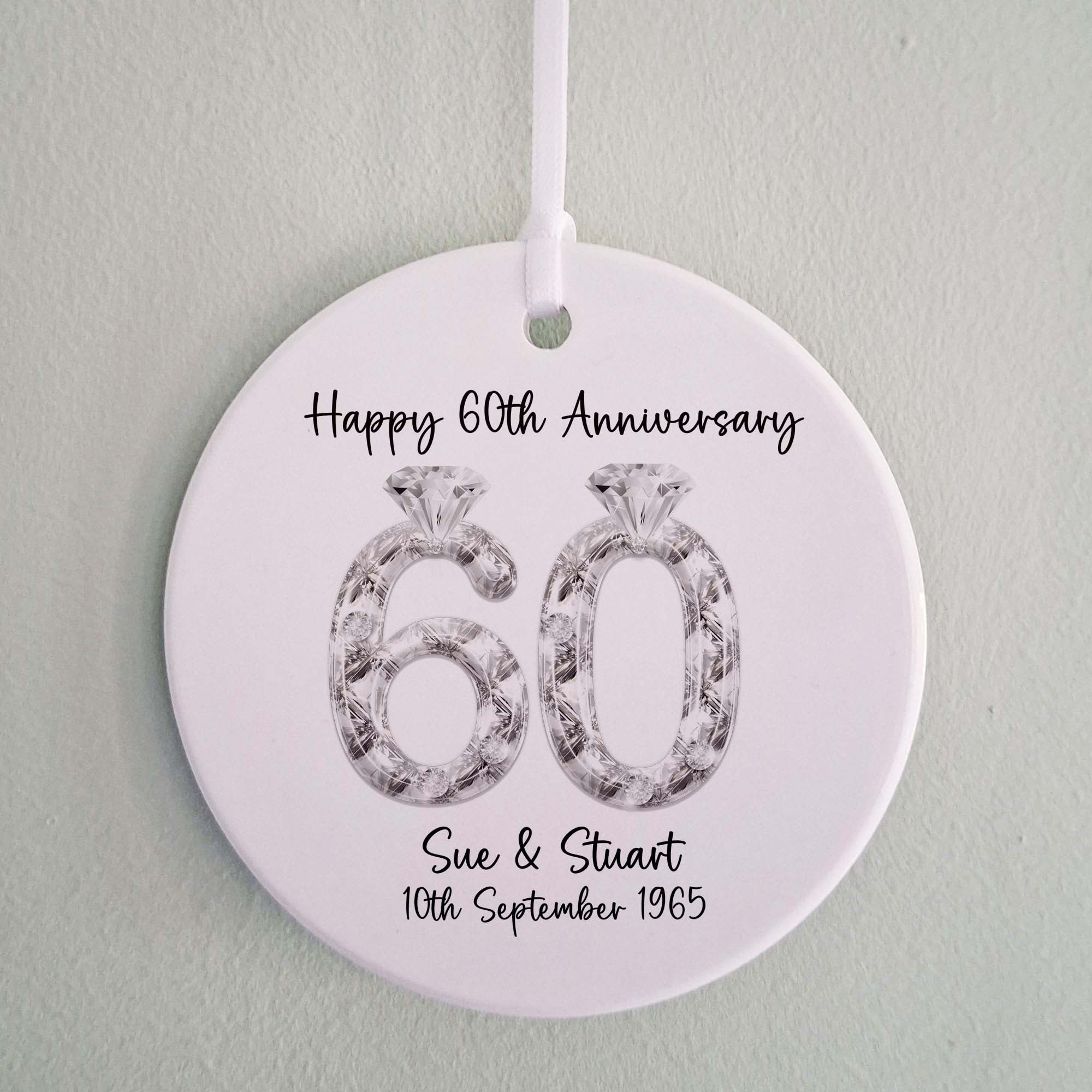 60th Diamond Wedding Anniversary Ceramic Ornament