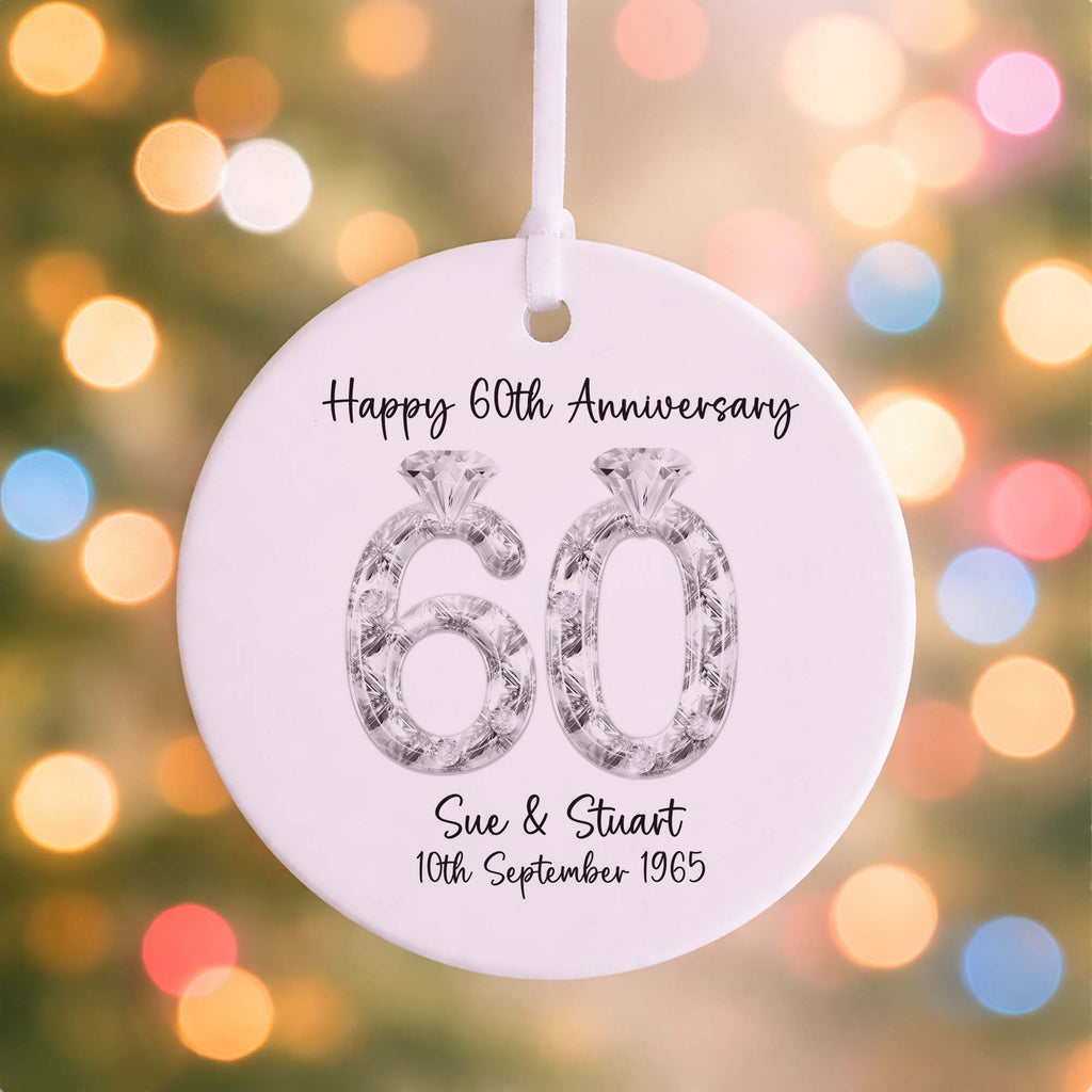 60th Diamond Wedding Anniversary Ceramic Ornament