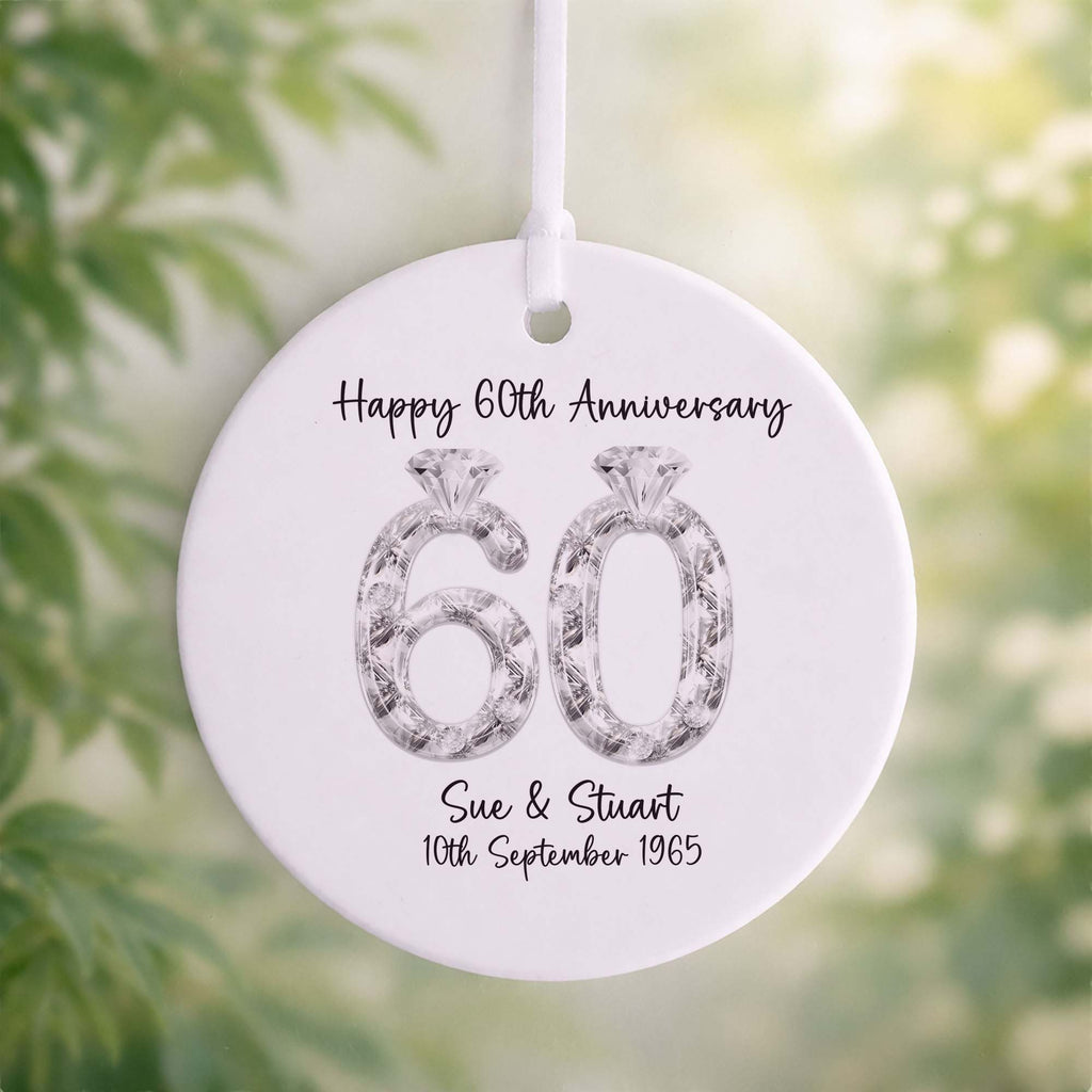 60th Diamond Wedding Anniversary Ceramic Ornament
