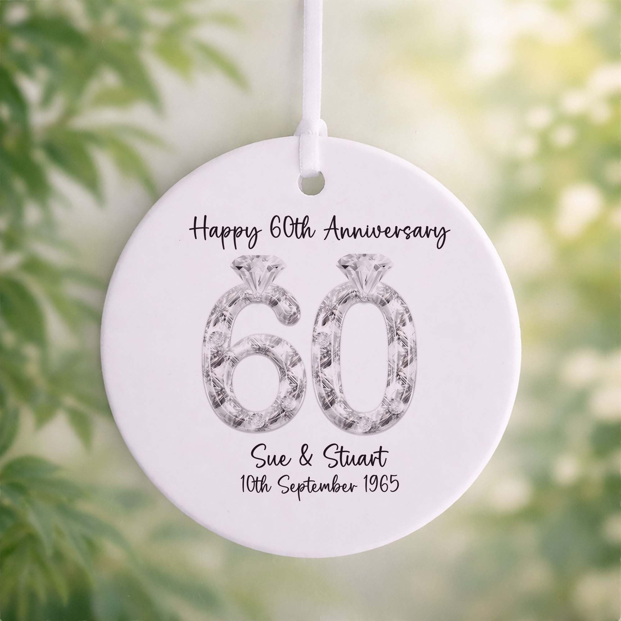 60th Diamond Wedding Anniversary Ceramic Ornament