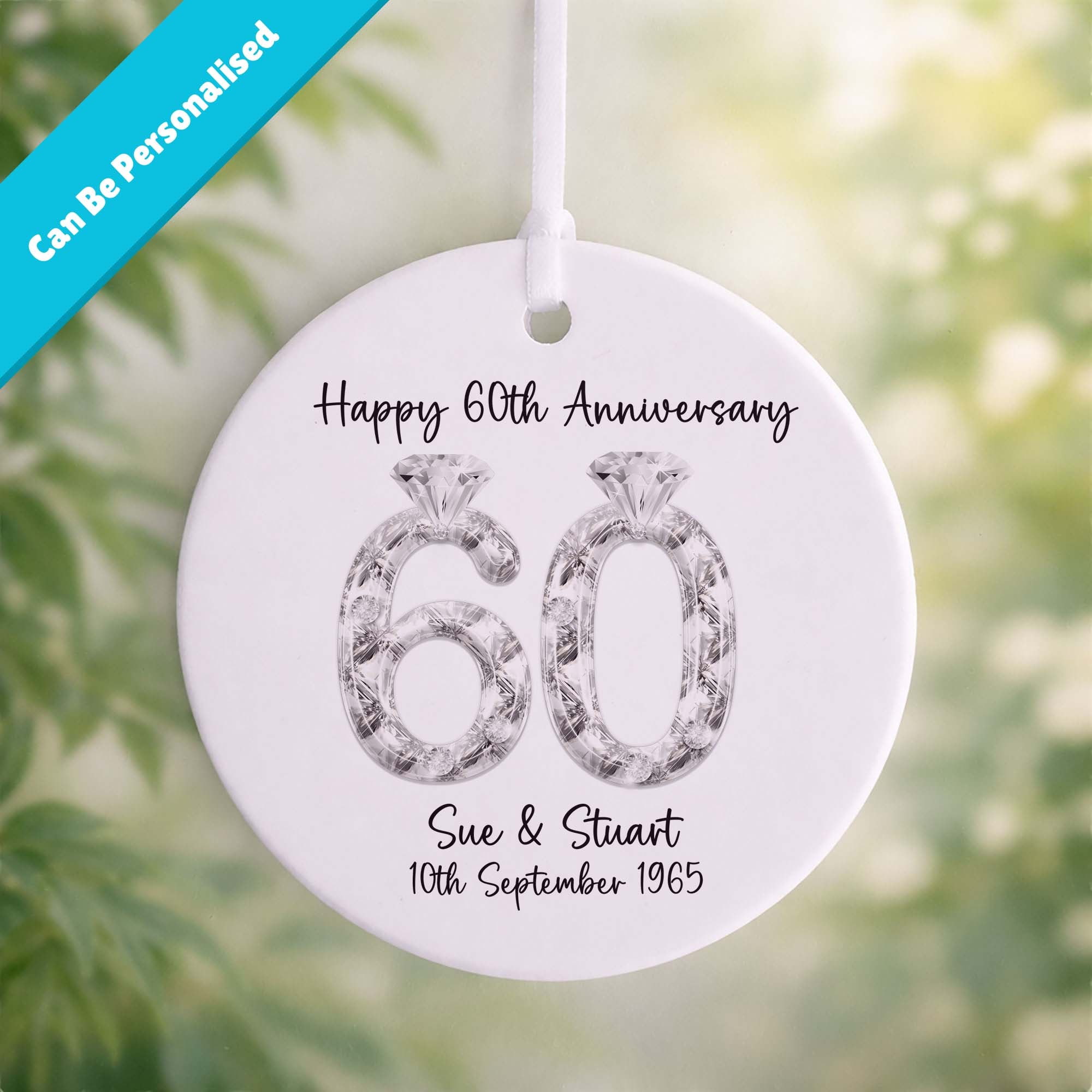 60th Diamond Wedding Anniversary Ceramic Ornament