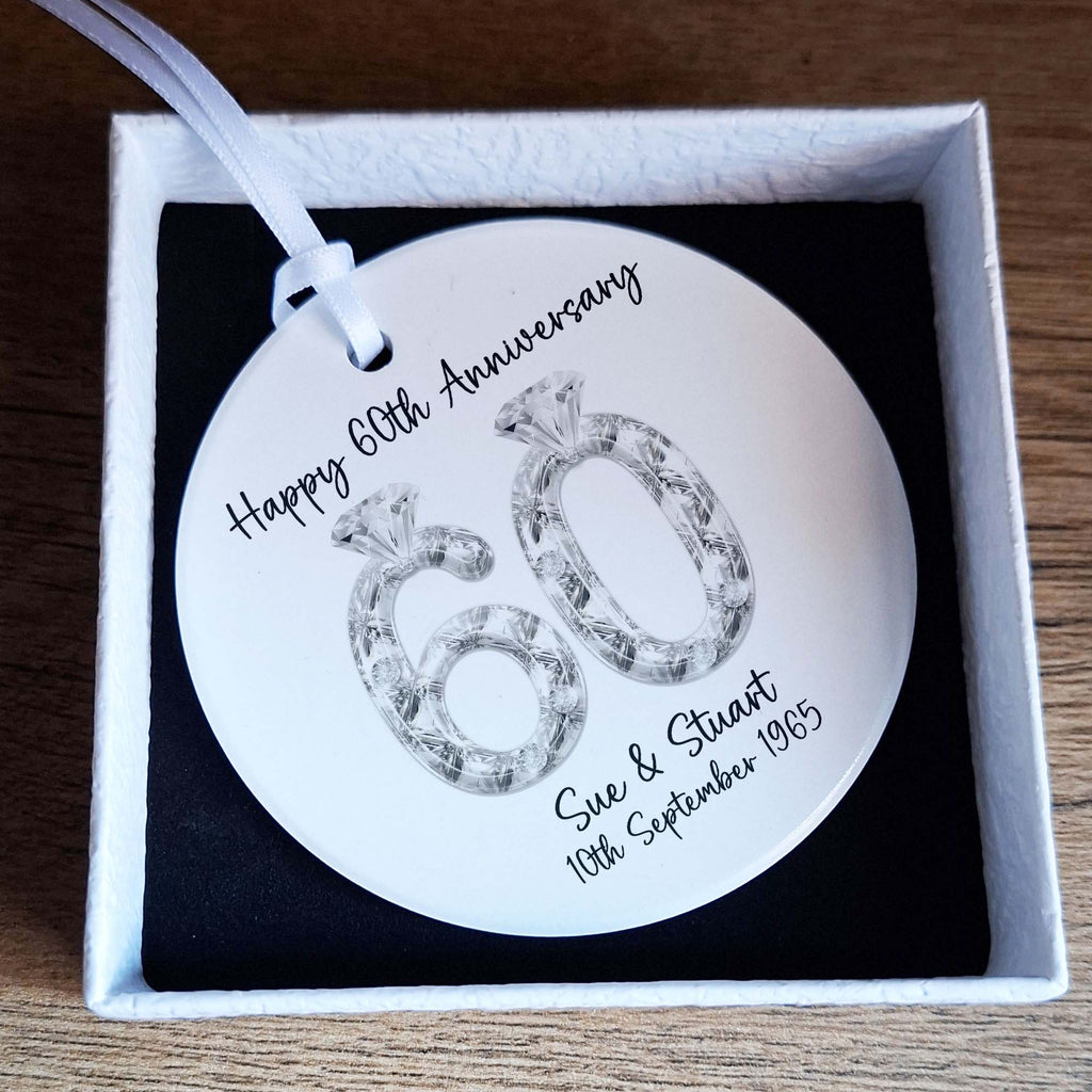 60th Diamond Wedding Anniversary Ceramic Ornament
