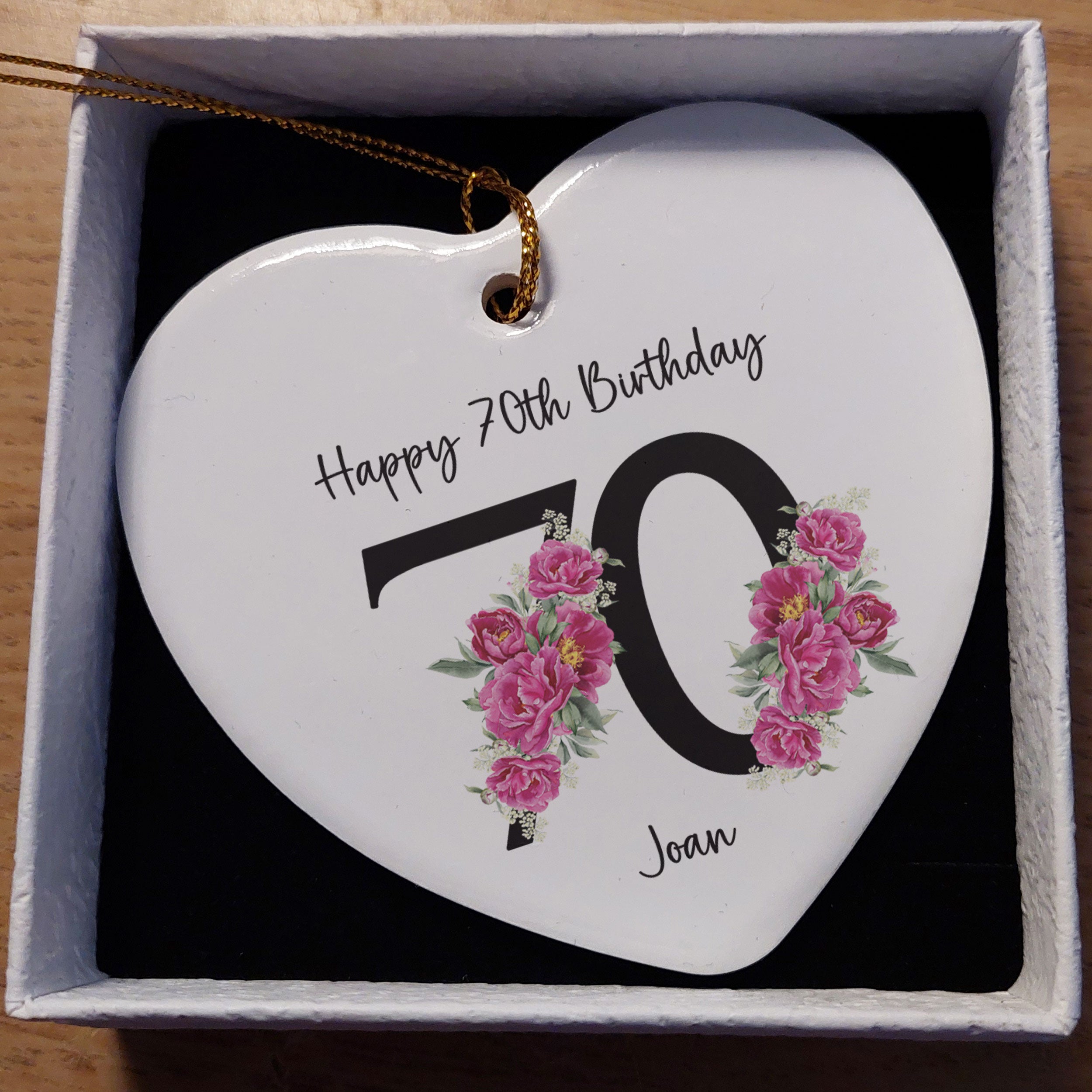 70th Birthday Ceramic Heart Keepsake