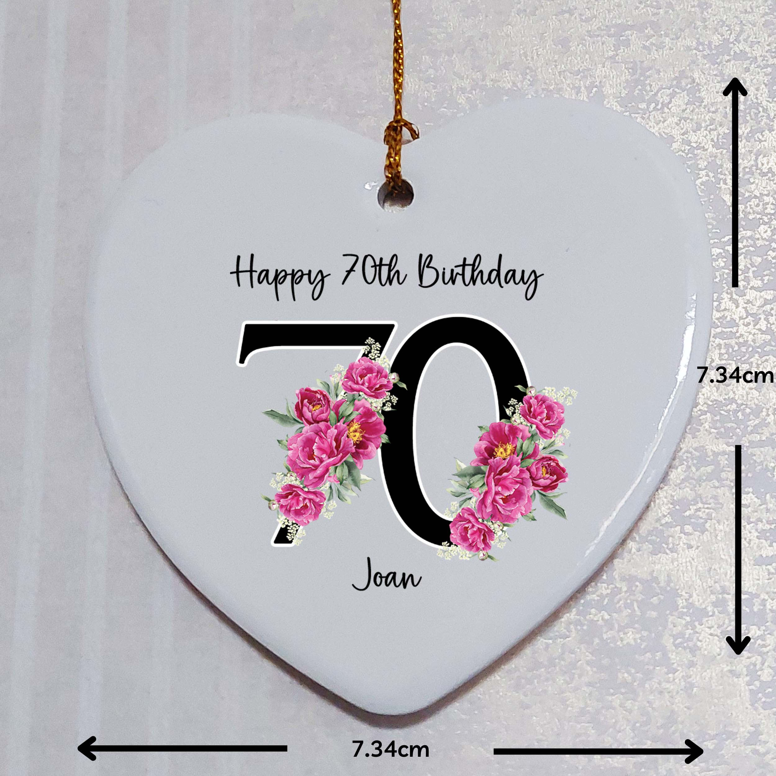 70th Birthday Ceramic Heart Keepsake