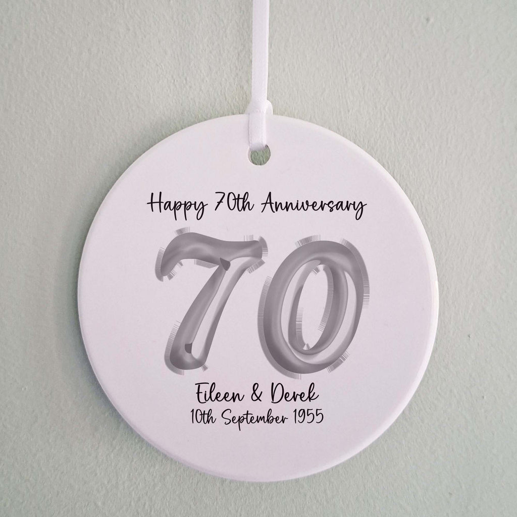 70th Platinum Wedding Anniversary Ceramic Ornament