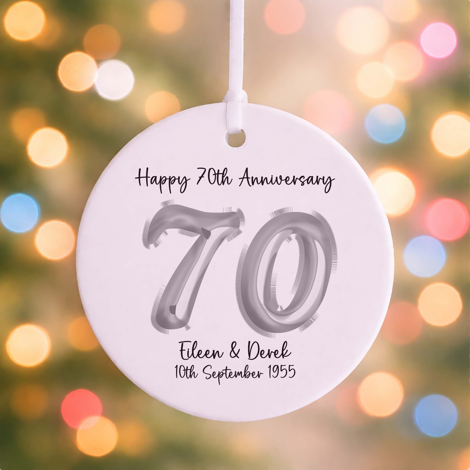 70th Platinum Wedding Anniversary Ceramic Ornament