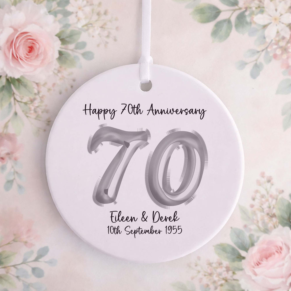 70th Platinum Wedding Anniversary Ceramic Ornament