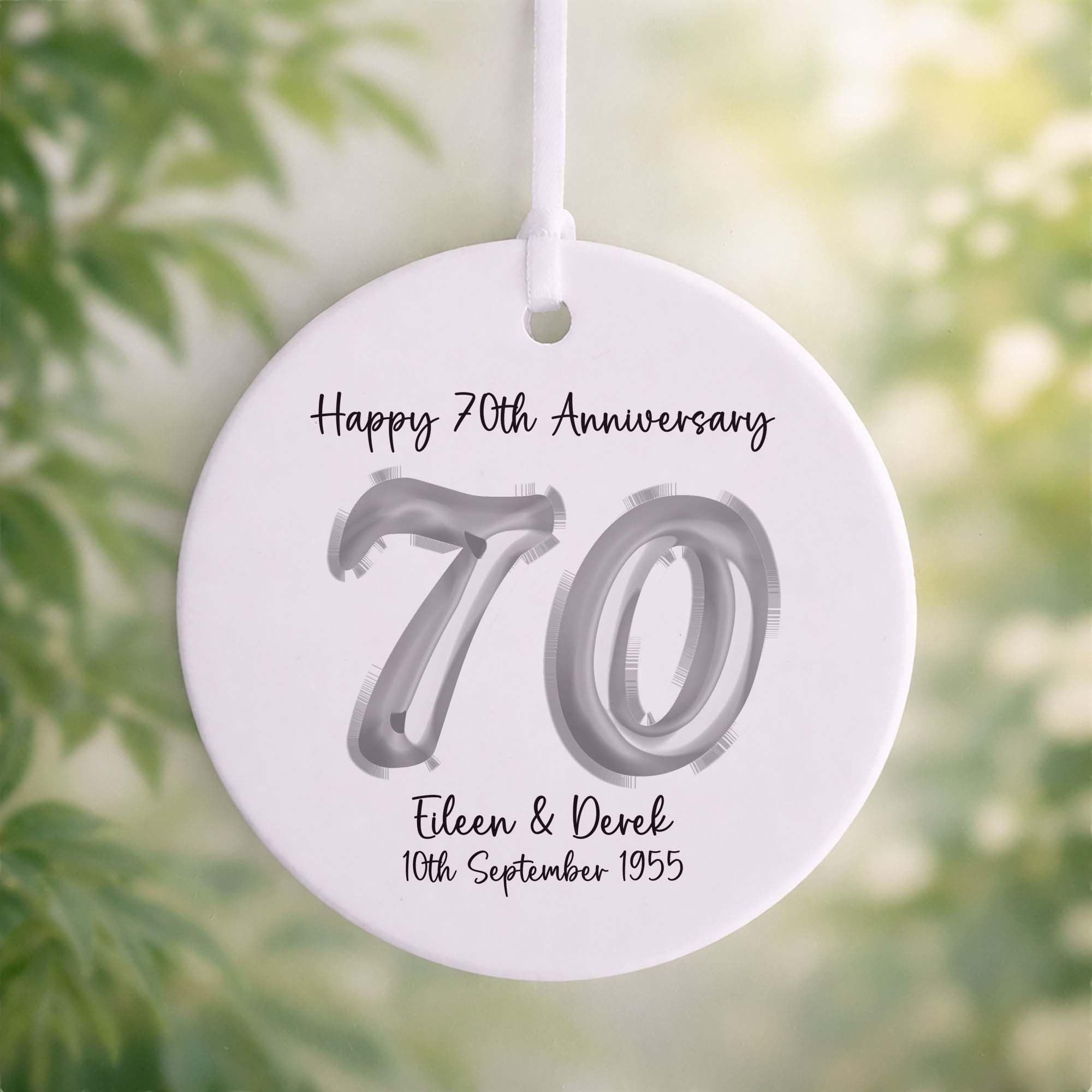 70th Platinum Wedding Anniversary Ceramic Ornament