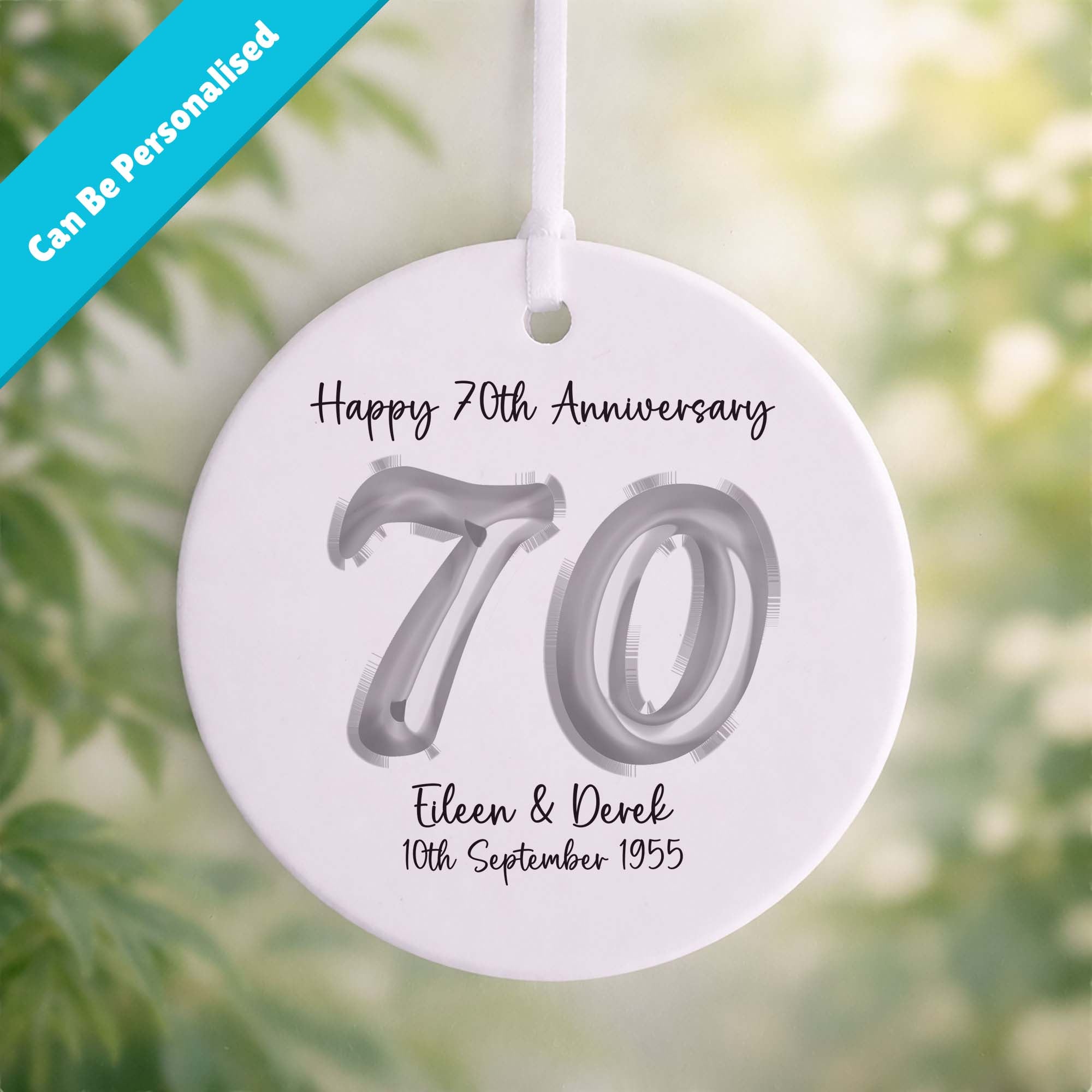 70th Platinum Wedding Anniversary Ceramic Ornament